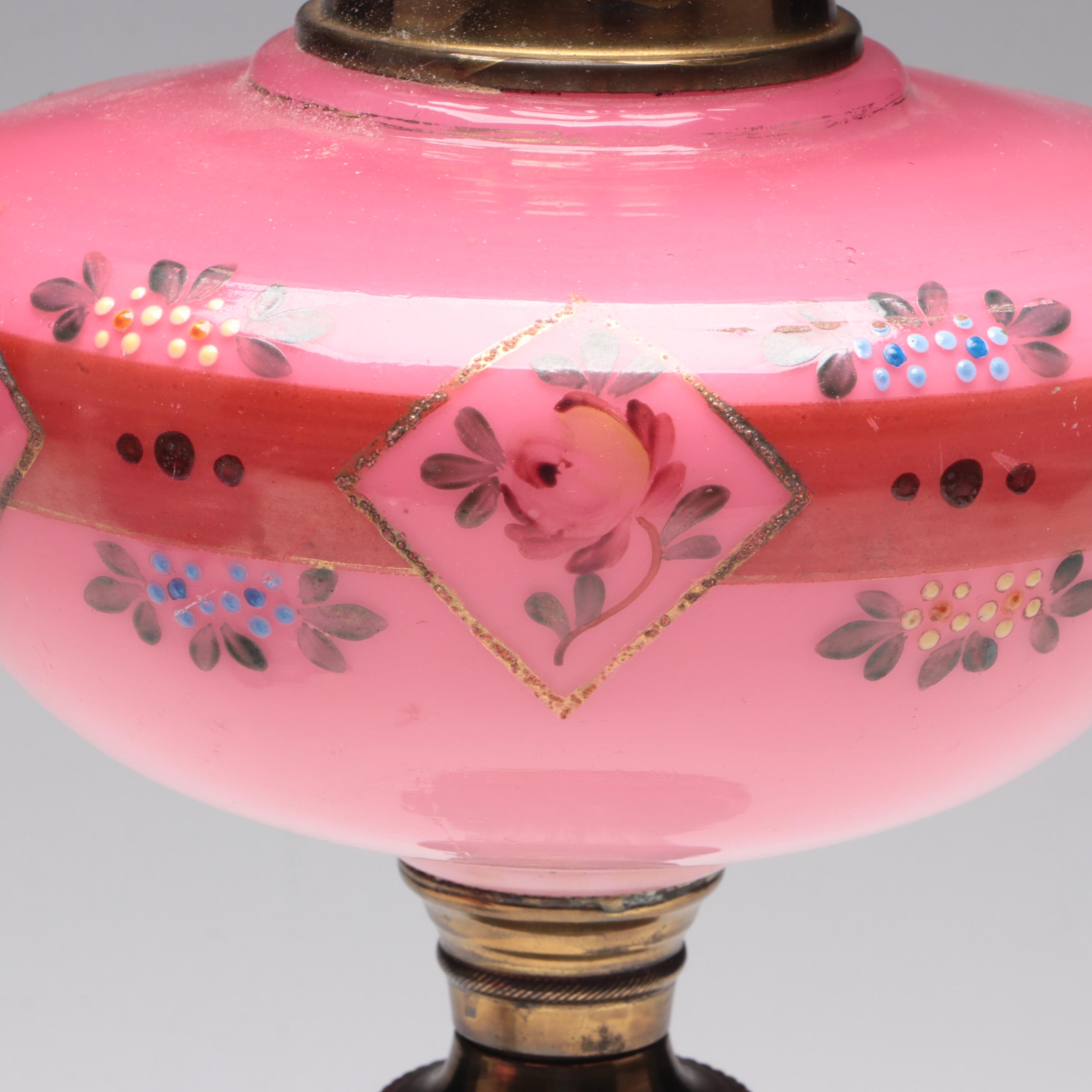 Victorian Duplex and P&A Pink and Pressed Glass Oil Lamps