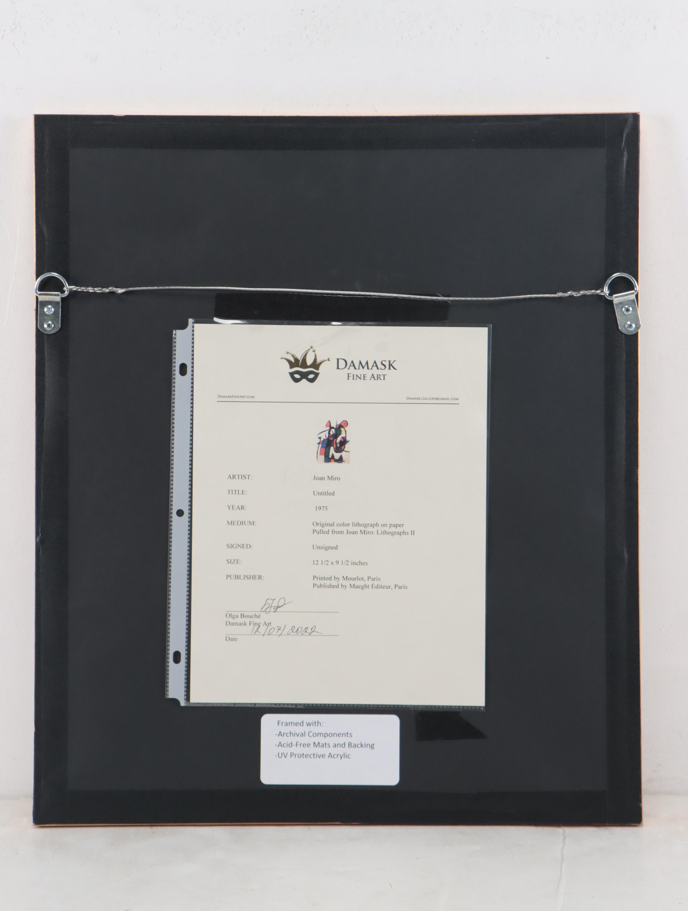 Joan Miró Abstract Lithograph, 1975