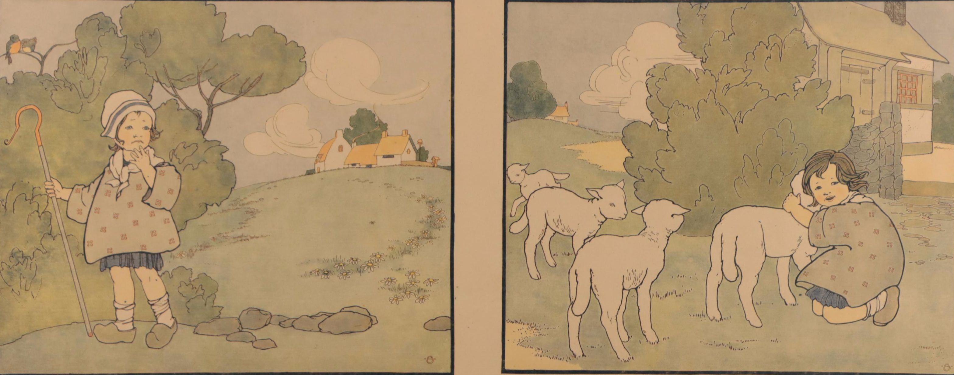 Arts and Crafts Style Planographic Illustrations After Mary Louise Spoor, 1917