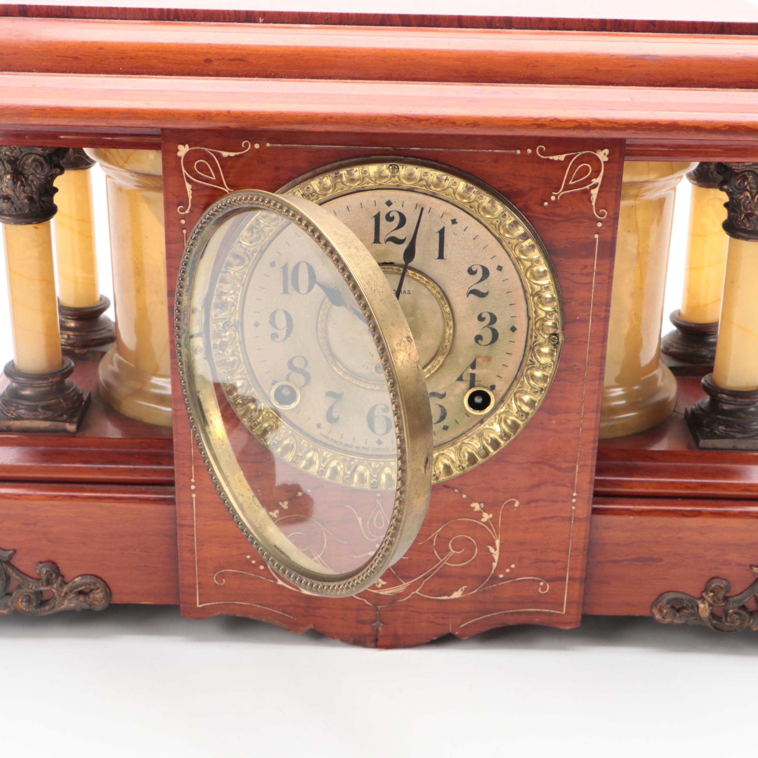 Seth Thomas Hardwood and Adamantine Mantel Clock