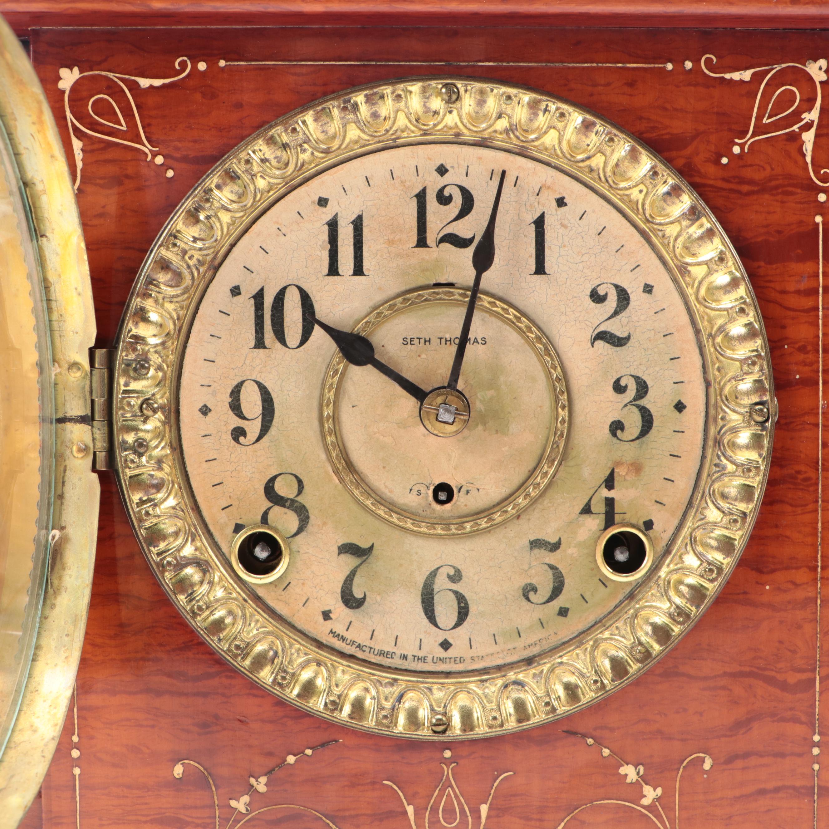 Seth Thomas Hardwood and Adamantine Mantel Clock