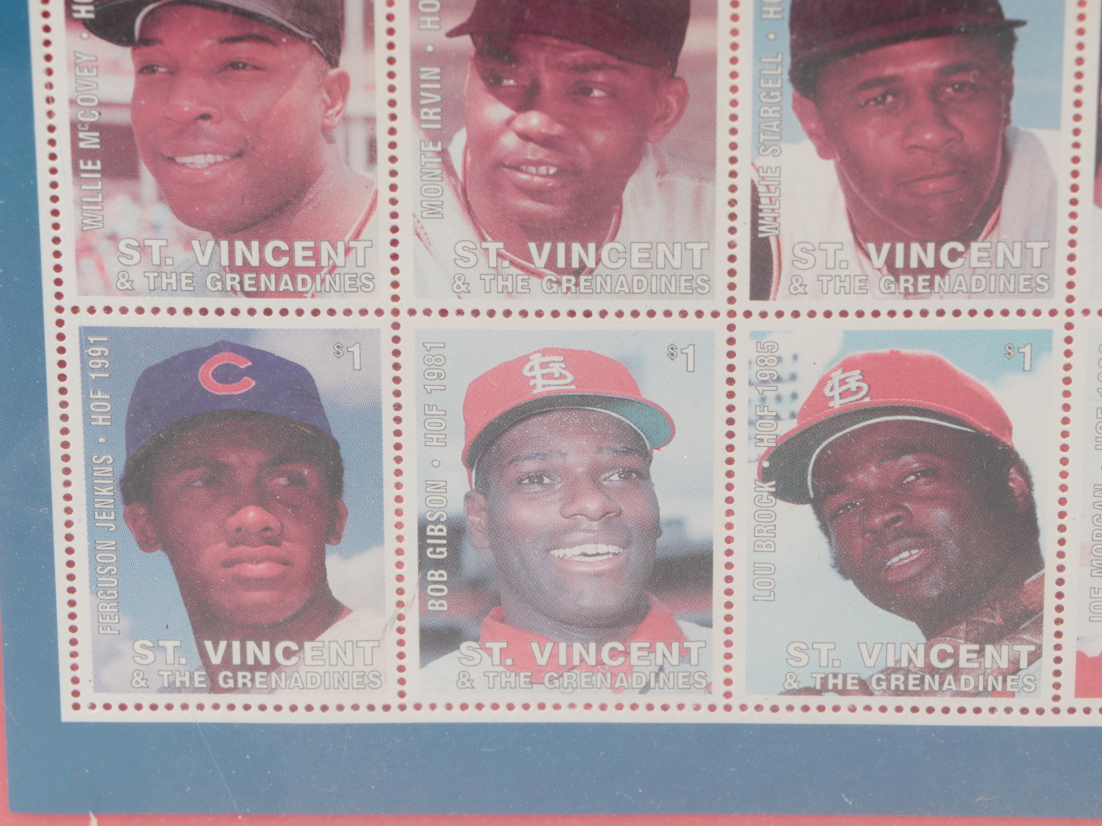 Pete Rose Signed Baseball with Baseball Stamps in Display, and More