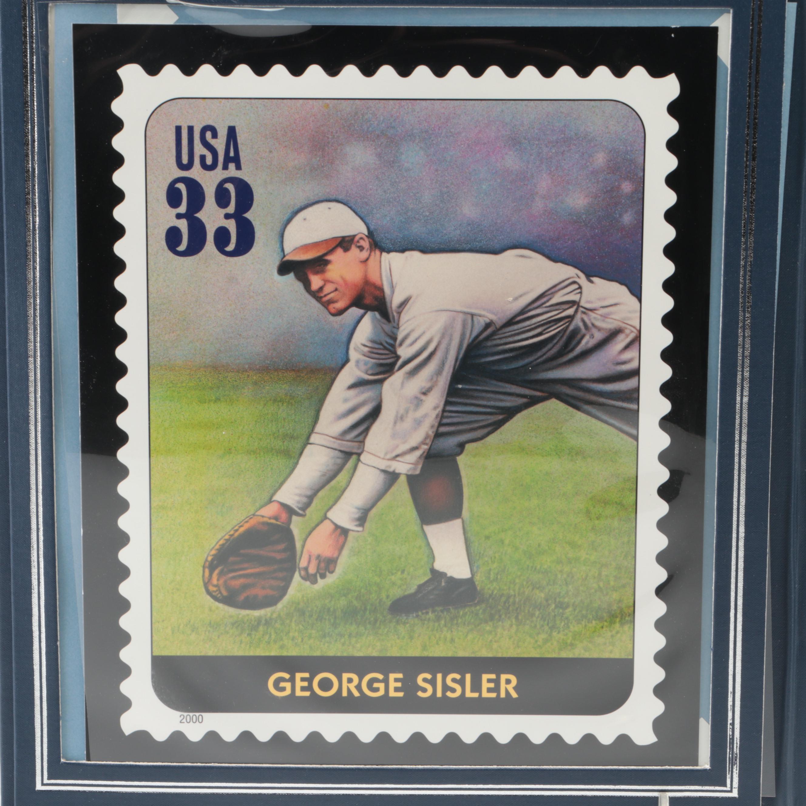 Pete Rose Signed Baseball with Baseball Stamps in Display, and More