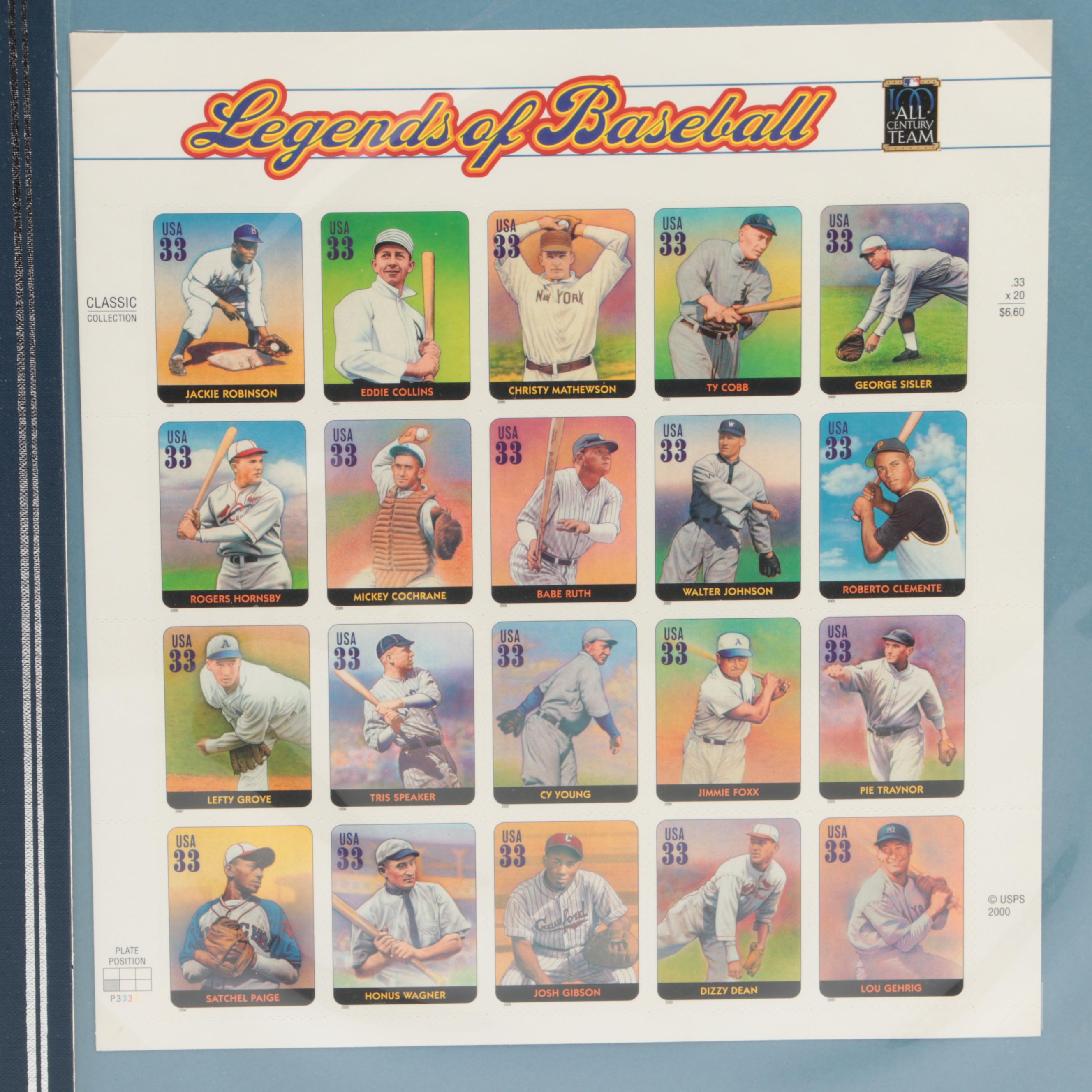 Pete Rose Signed Baseball with Baseball Stamps in Display, and More