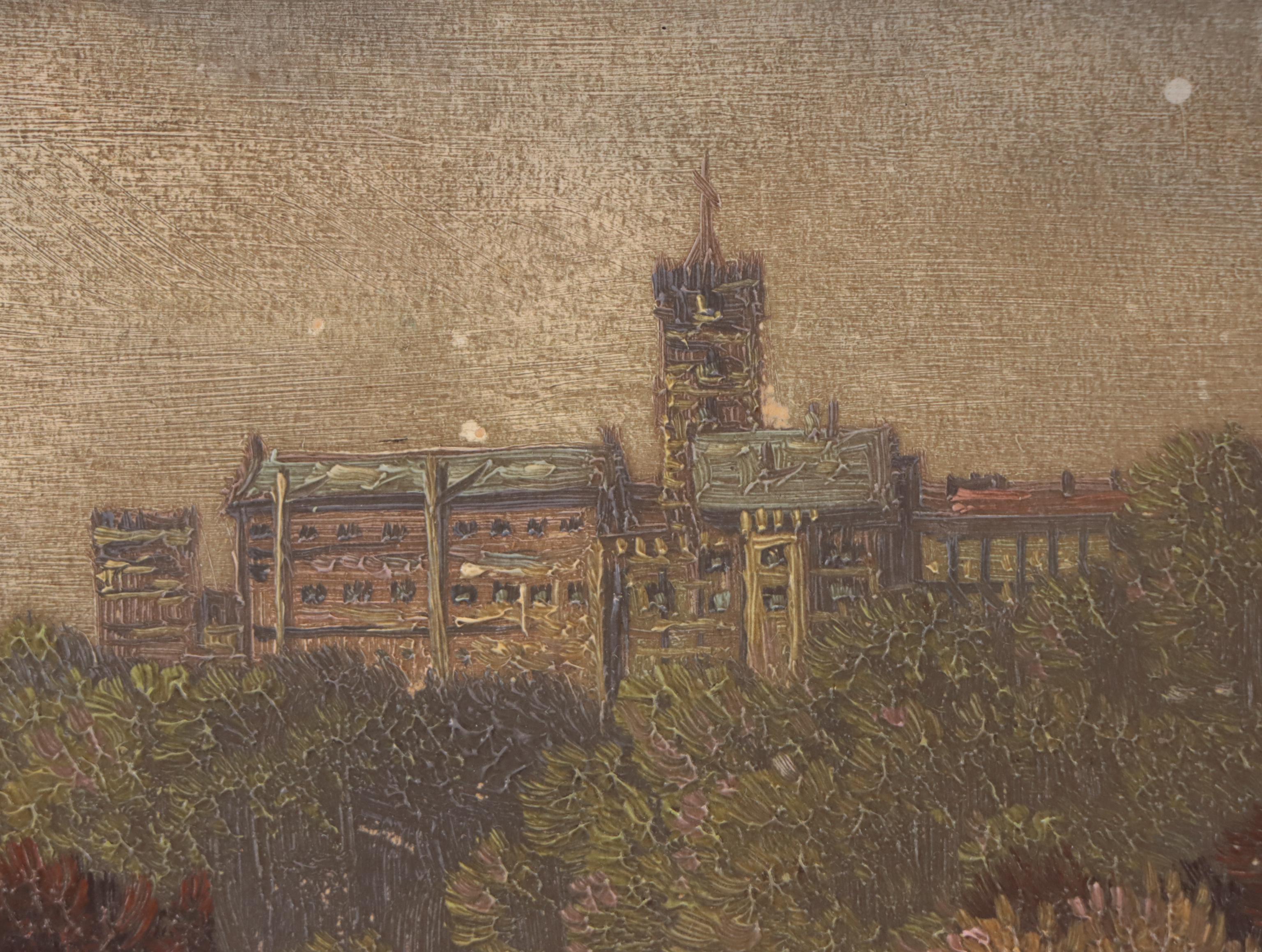 Landscape Oil Painting of Building on a Hill