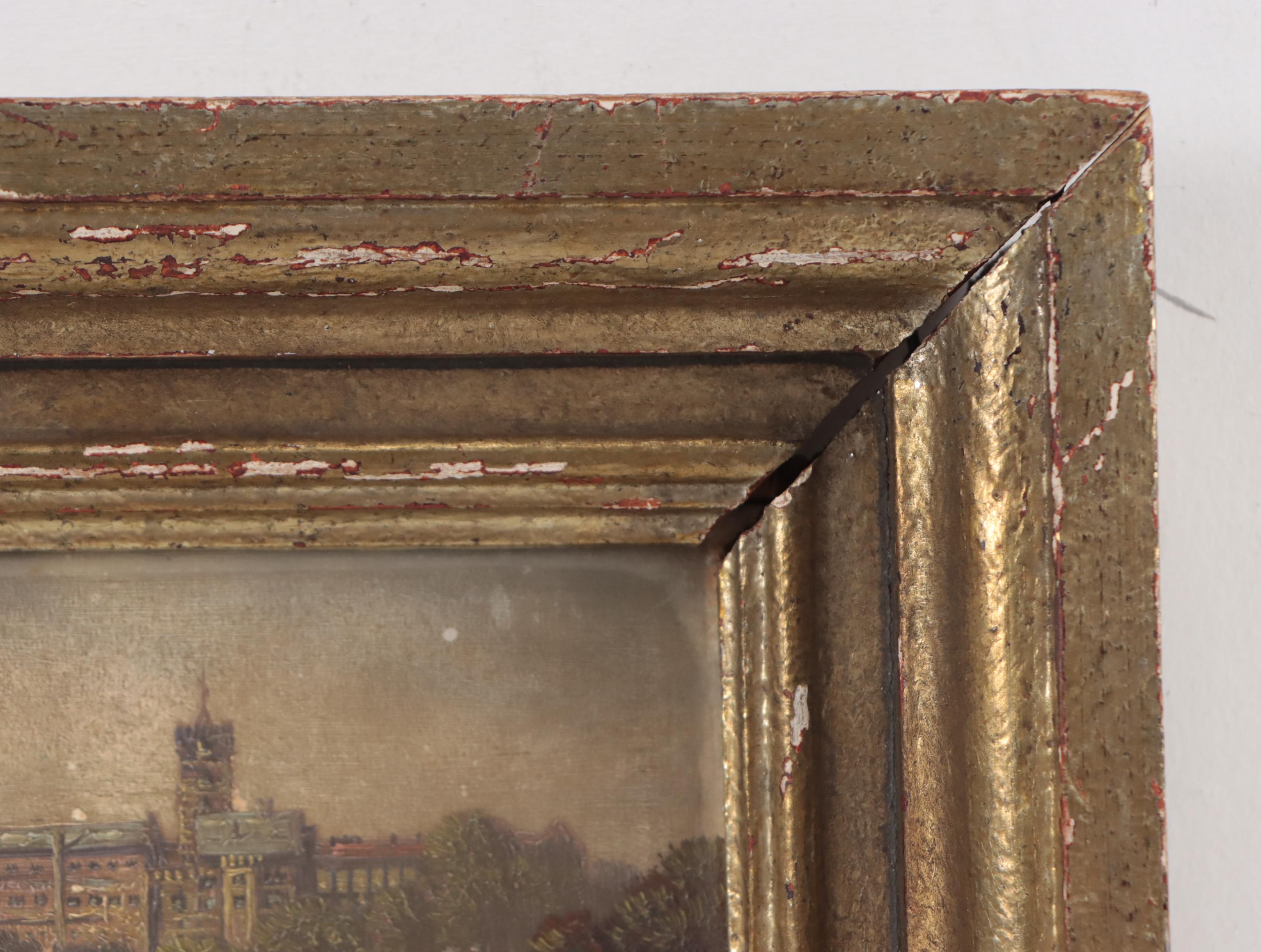 Landscape Oil Painting of Building on a Hill