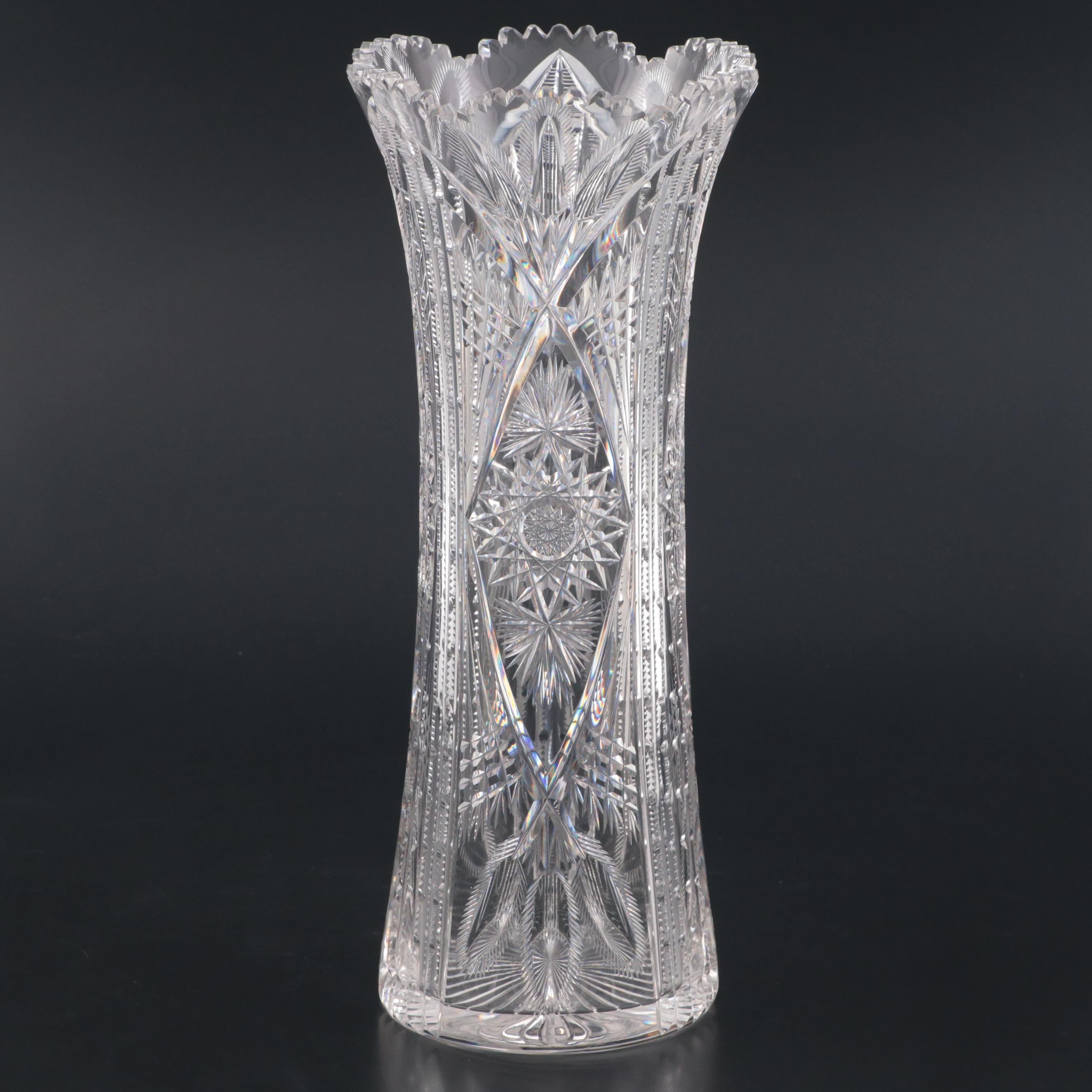 Libbey American Brilliant Cut Glass Sleeve Vase, 1896-1906