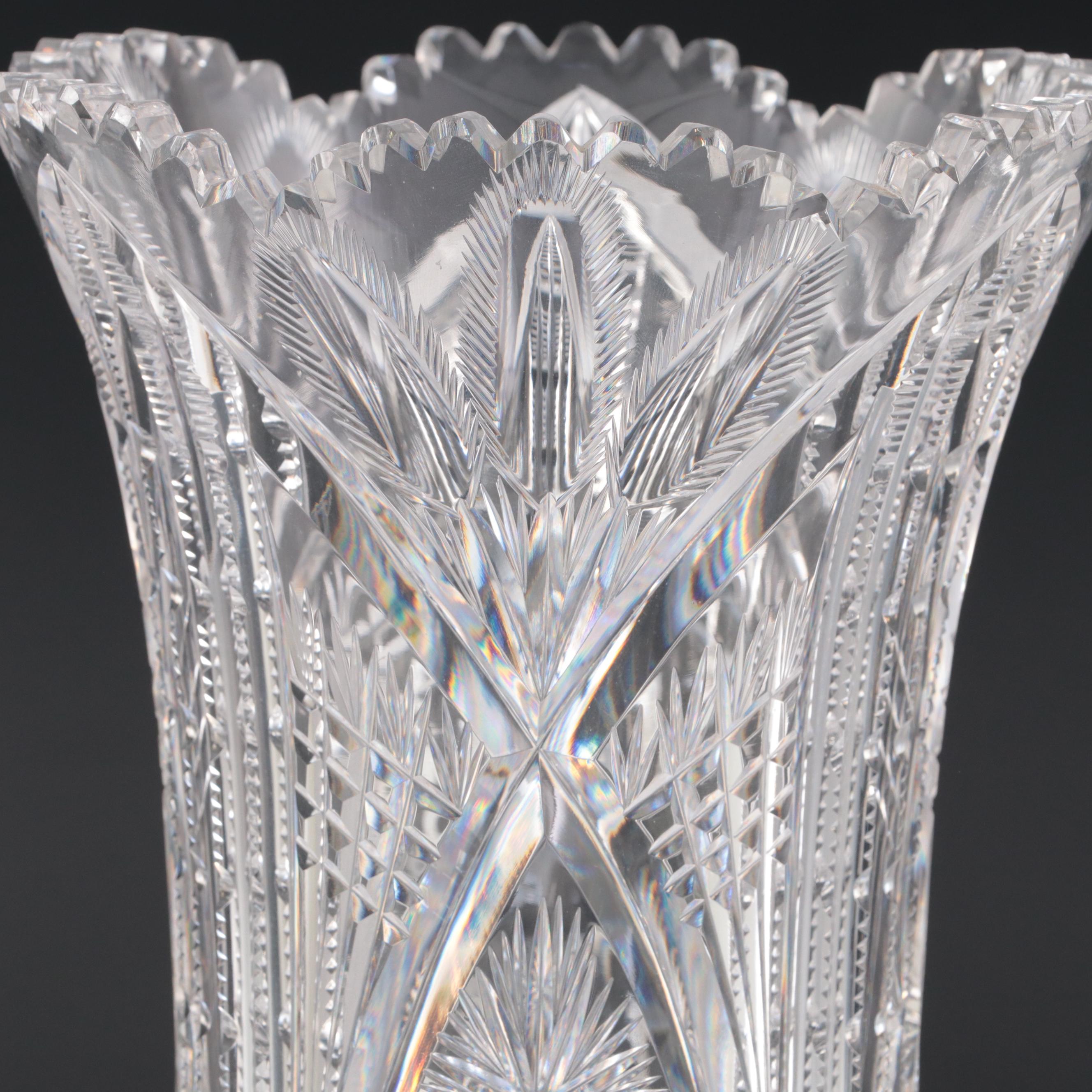 Libbey American Brilliant Cut Glass Sleeve Vase, 1896-1906