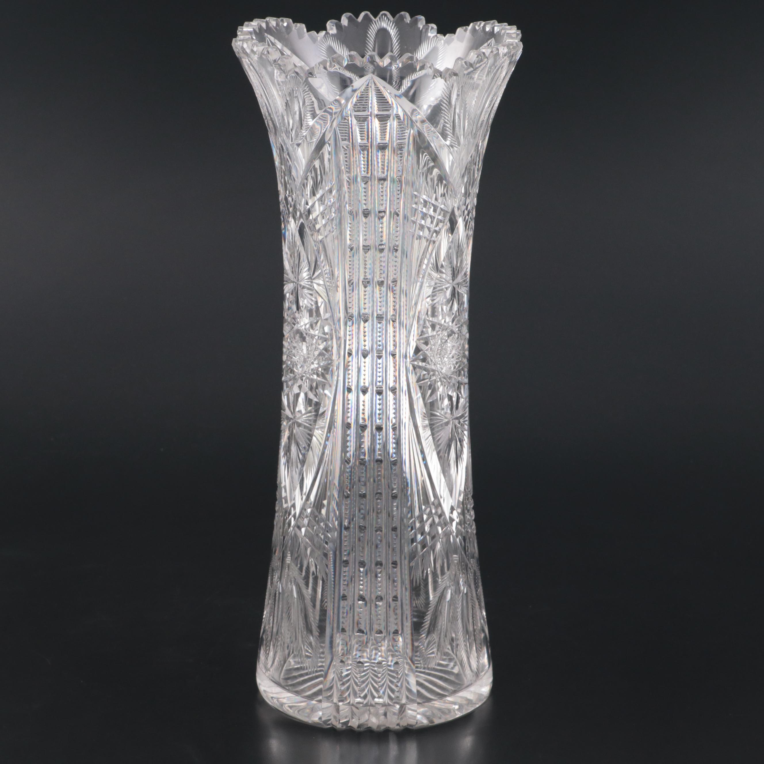 Libbey American Brilliant Cut Glass Sleeve Vase, 1896-1906