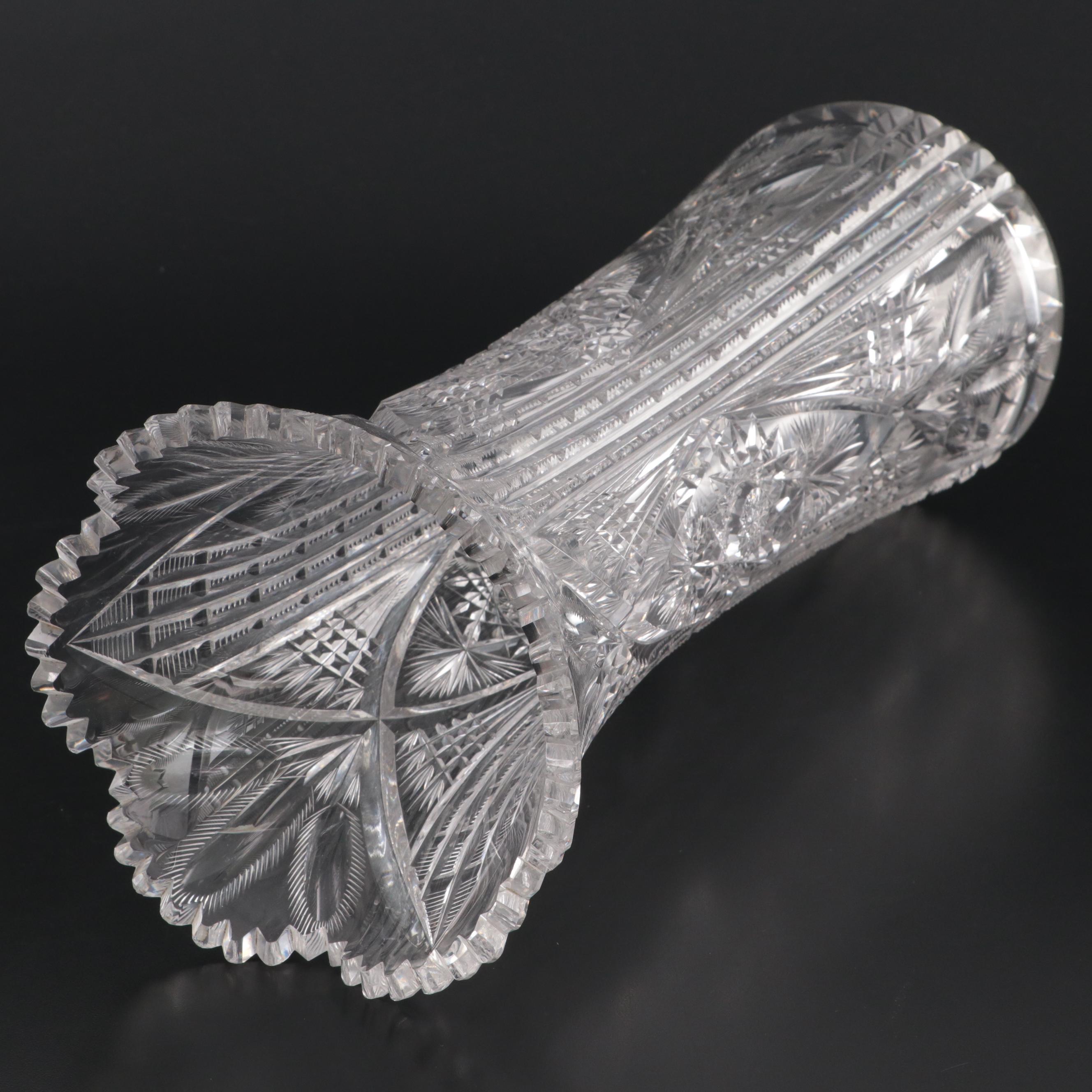 Libbey American Brilliant Cut Glass Sleeve Vase, 1896-1906