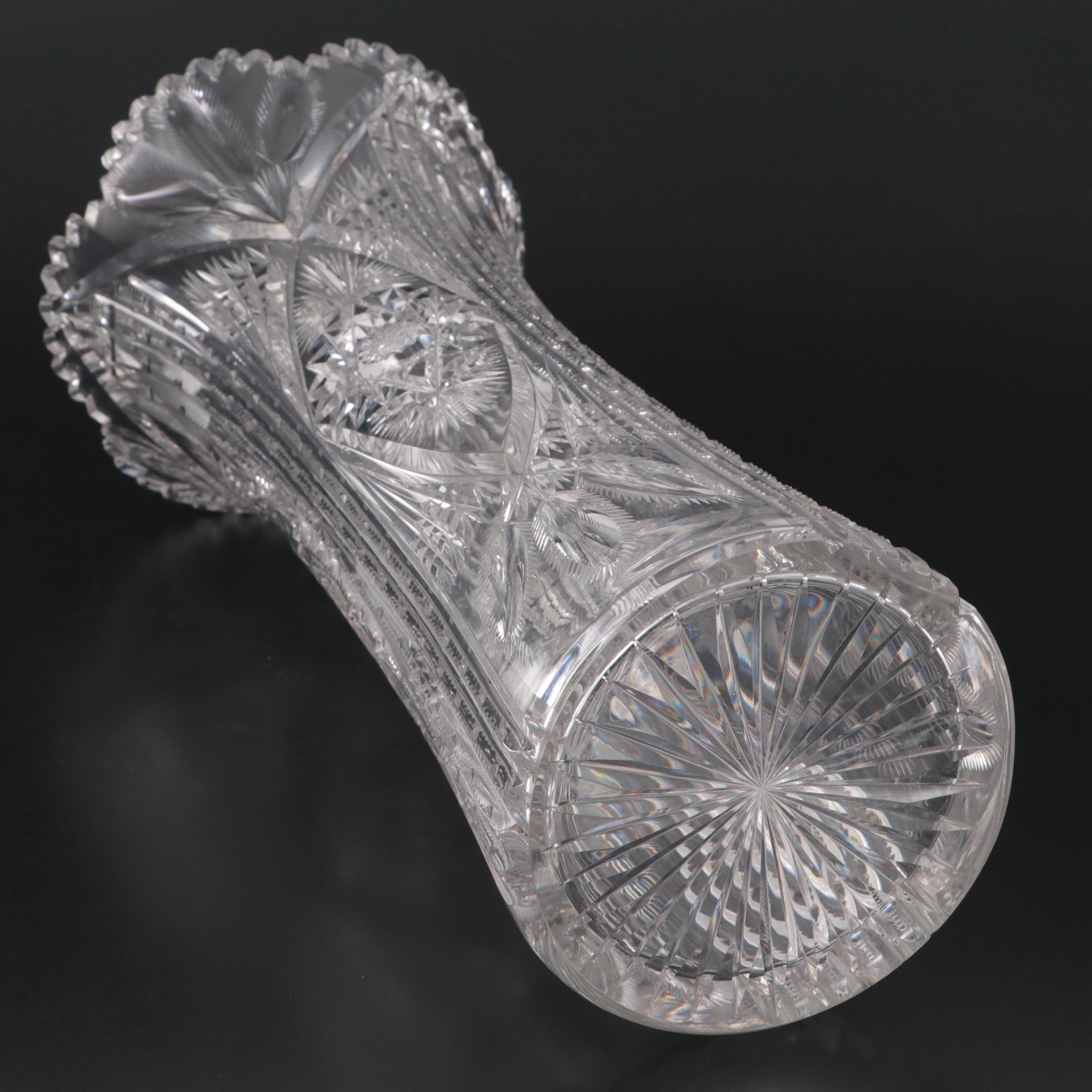 Libbey American Brilliant Cut Glass Sleeve Vase, 1896-1906