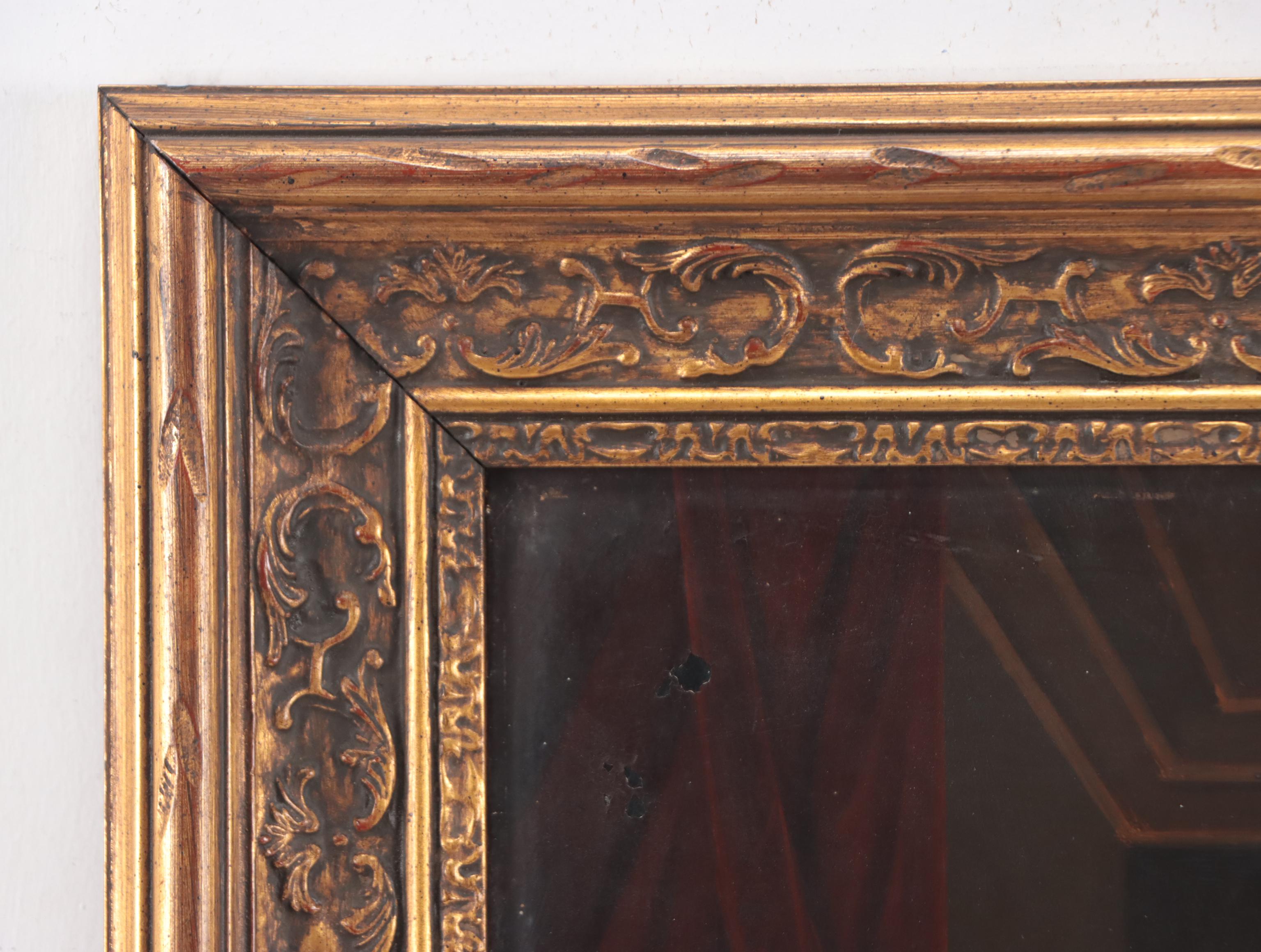 Dutch Genre Oil Painting of Interior Tavern Scene