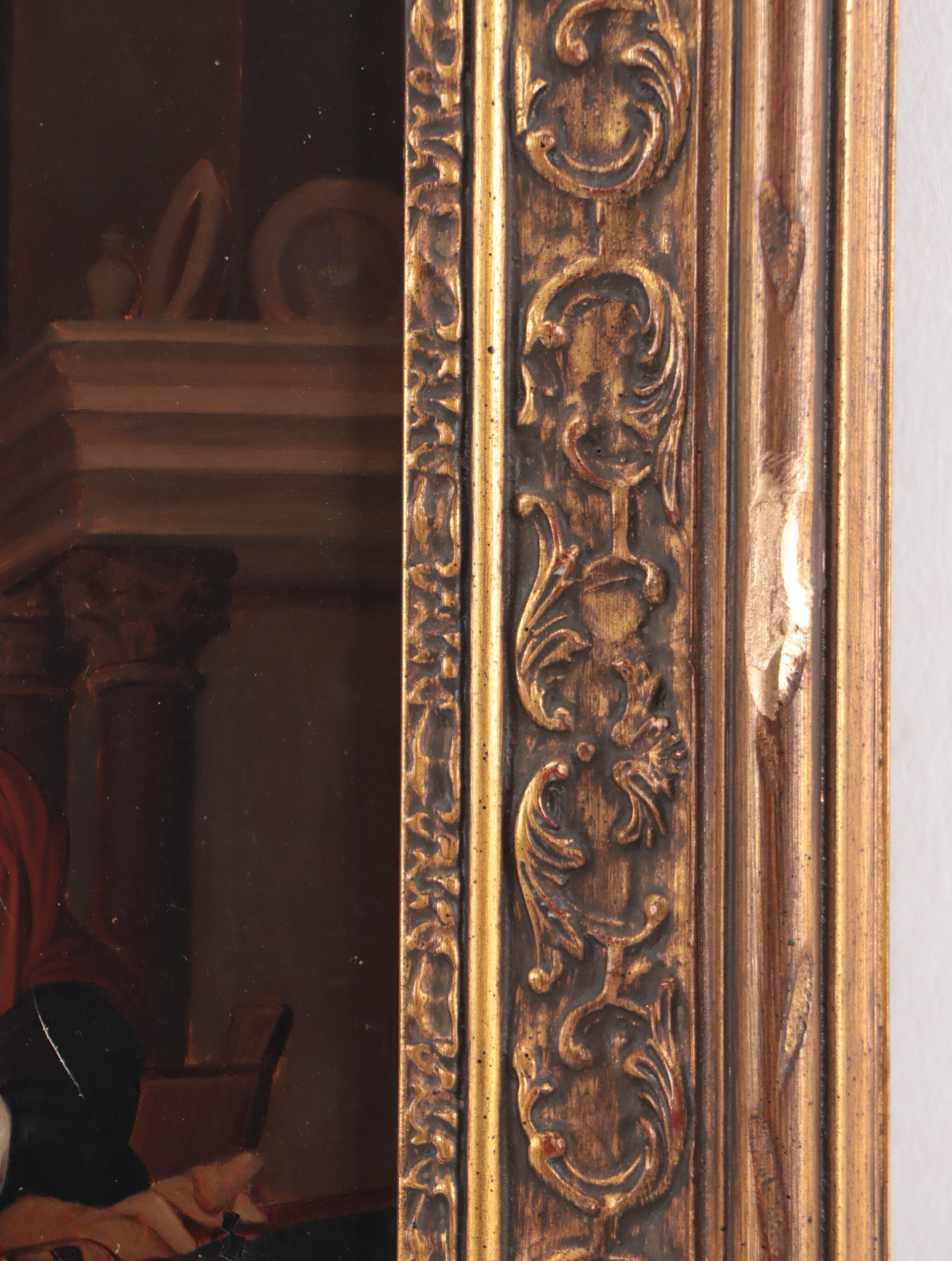 Dutch Genre Oil Painting of Interior Tavern Scene