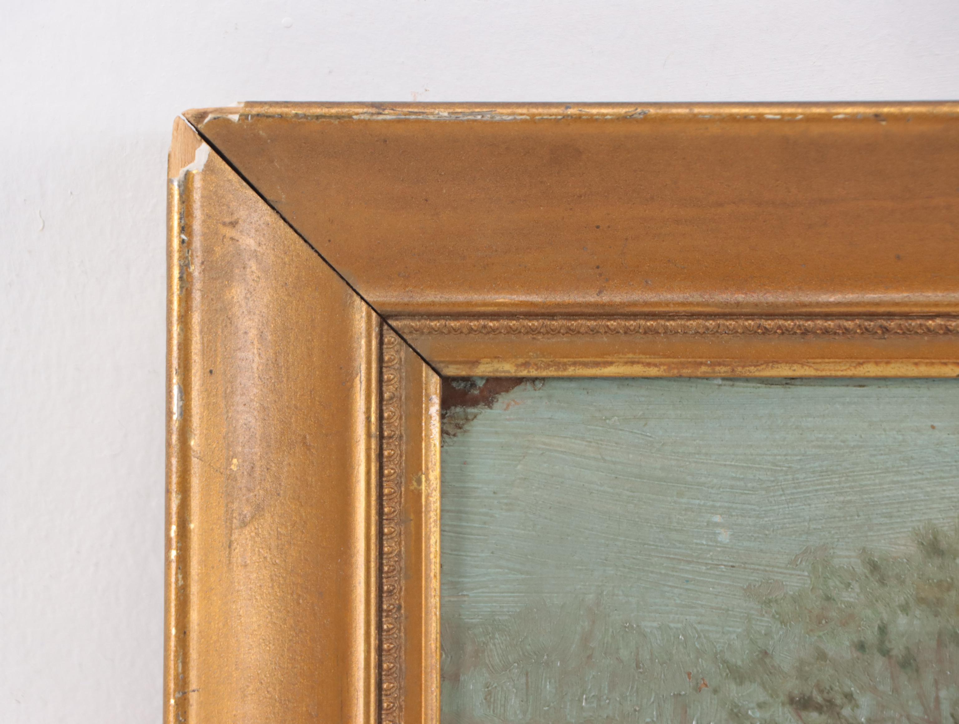 Landscape Oil Painting of Figures in Exterior Scene