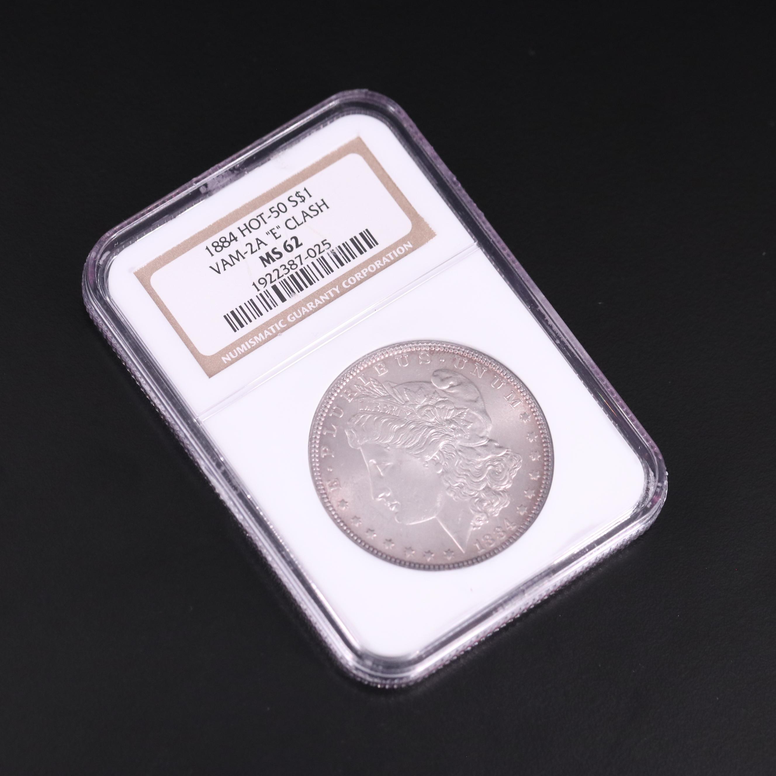 NGC MS62 Vam-2A  "E" Clash 1884 Morgan Silver Dollar
