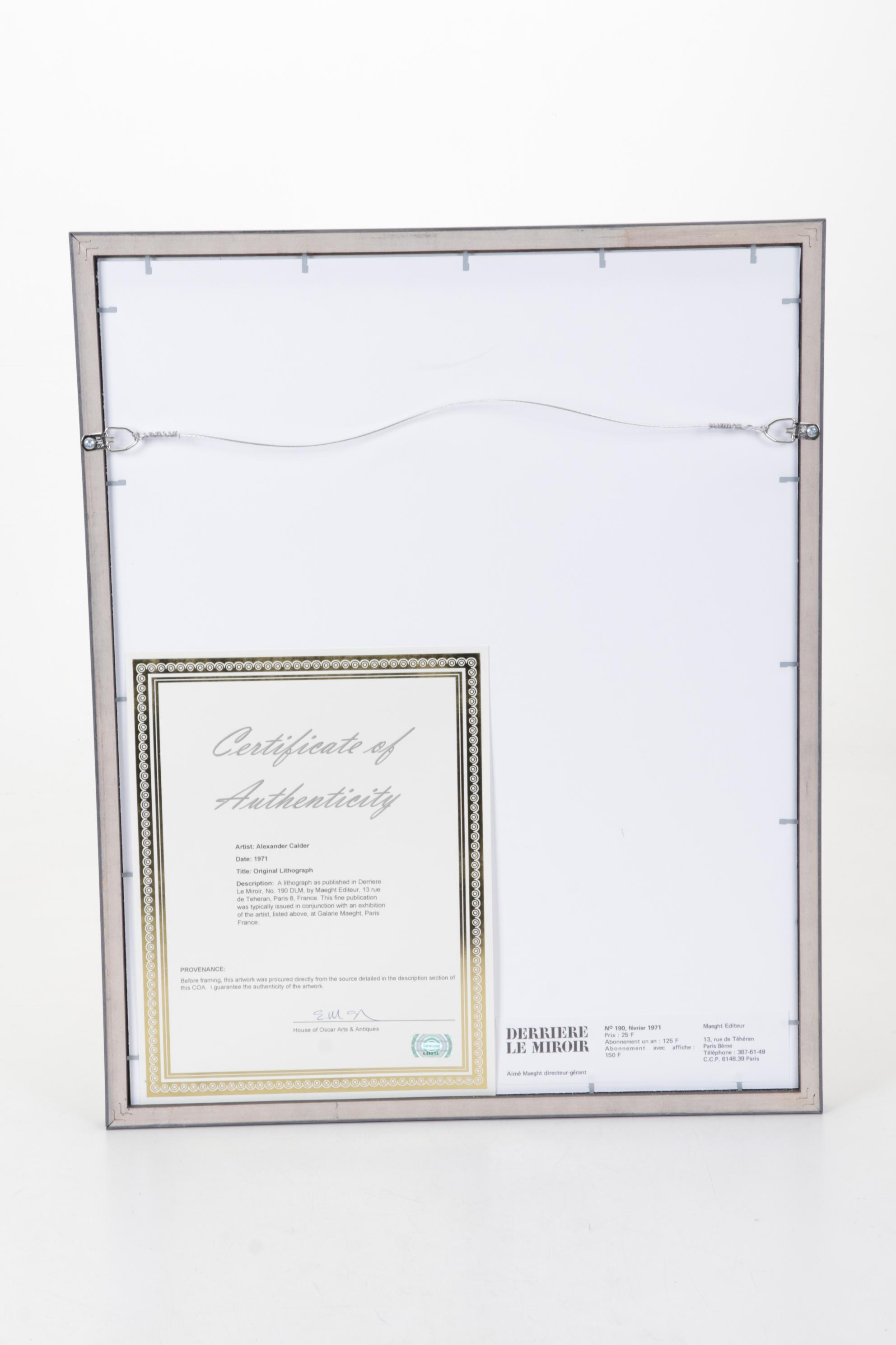 Alexander Calder Color Lithograph for "Derrière le Miroir," 1971