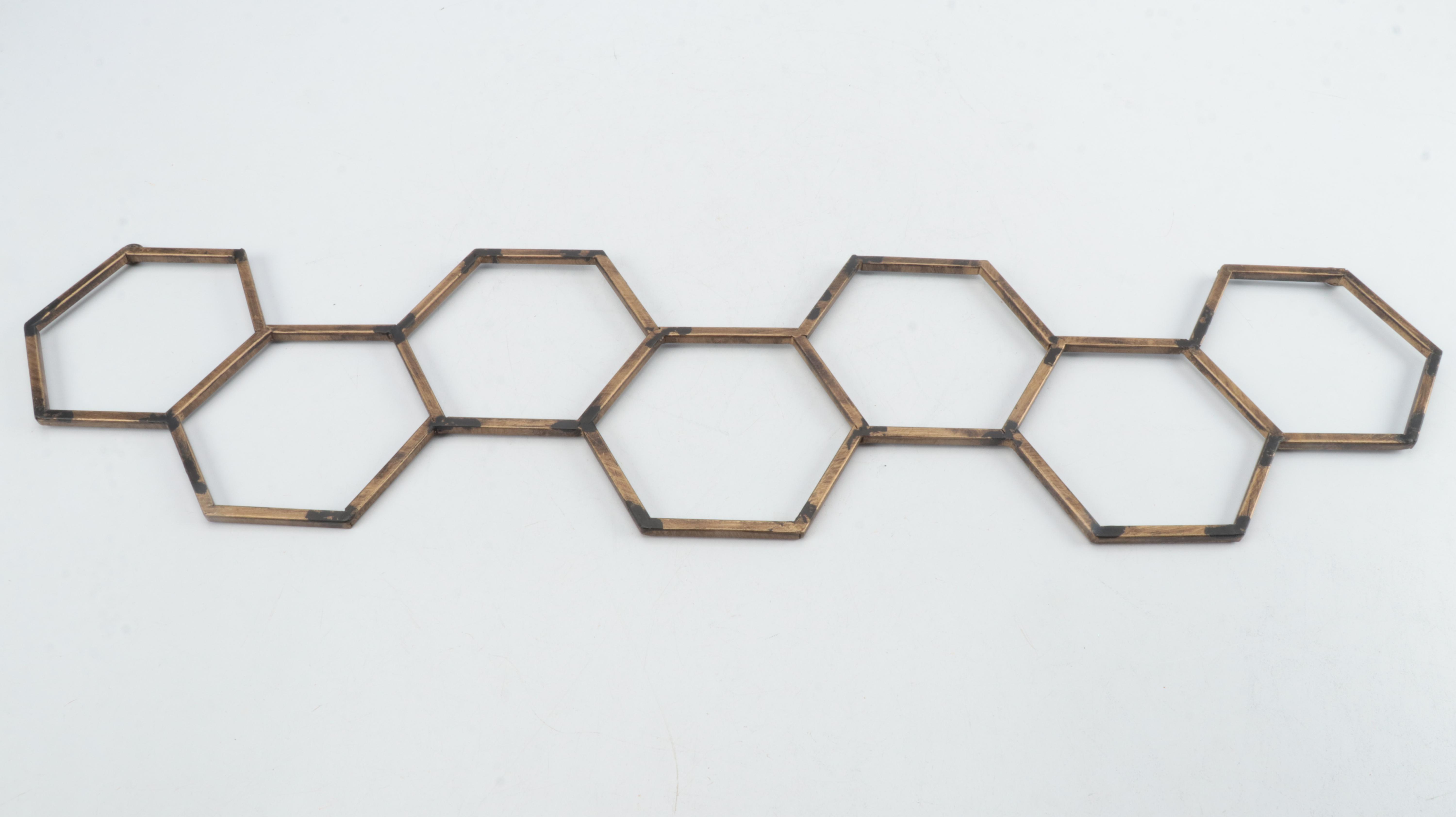 Metal Polygons with Brass Hexagonal Wall Décor
