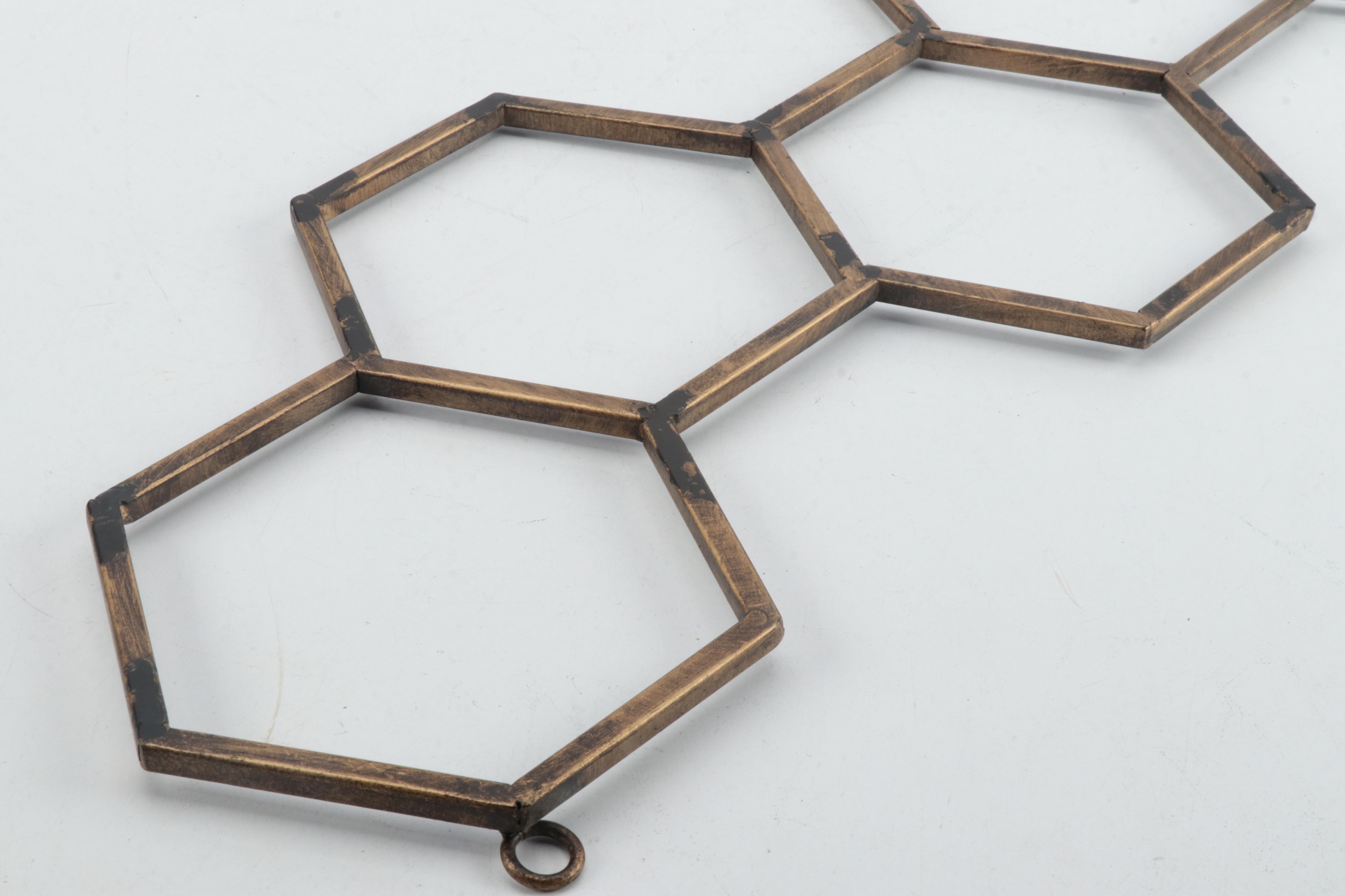 Metal Polygons with Brass Hexagonal Wall Décor