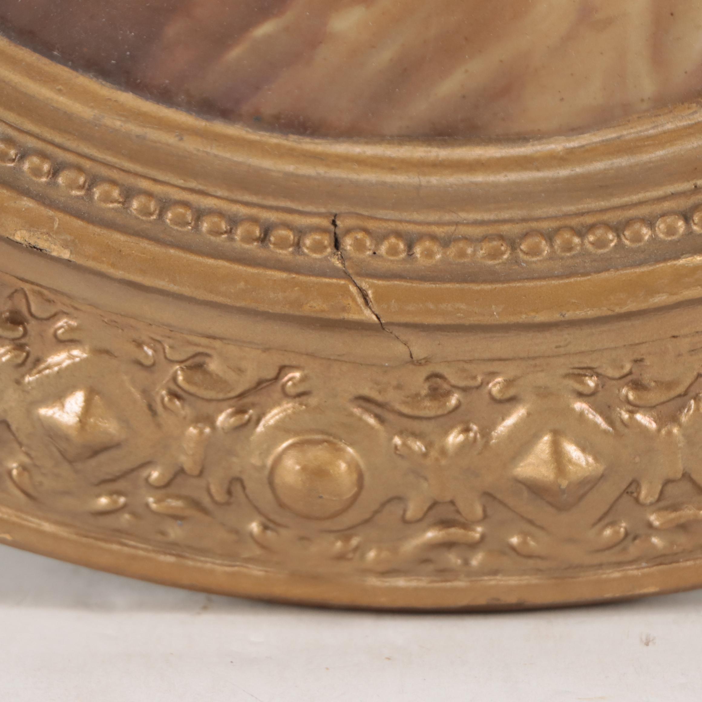 Hand-Painted Portrait Porcelain Plaque of Woman, Circa 1900