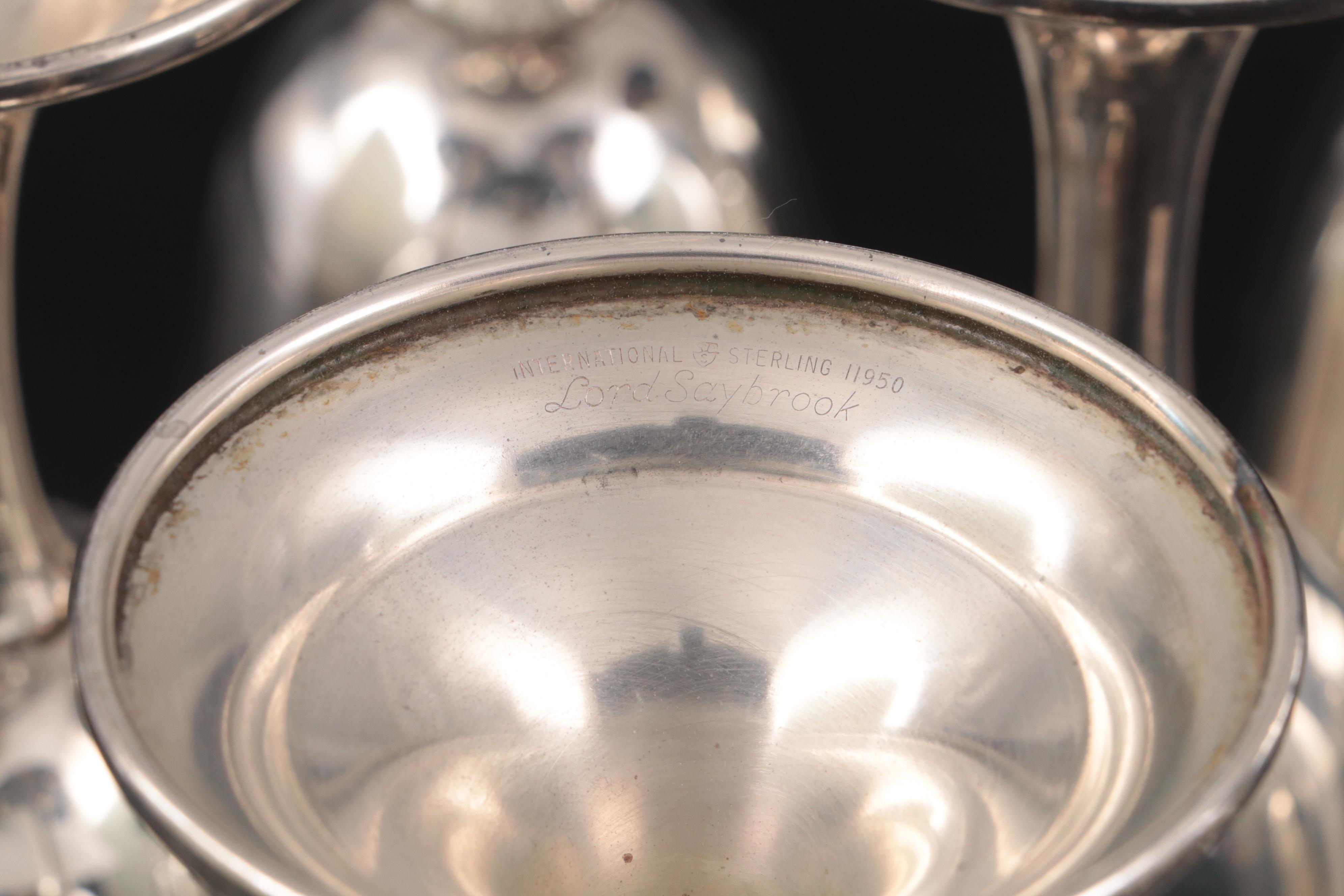 International "Lord Saybrook" Sterling Silver Goblets with Robert Ensko Tray