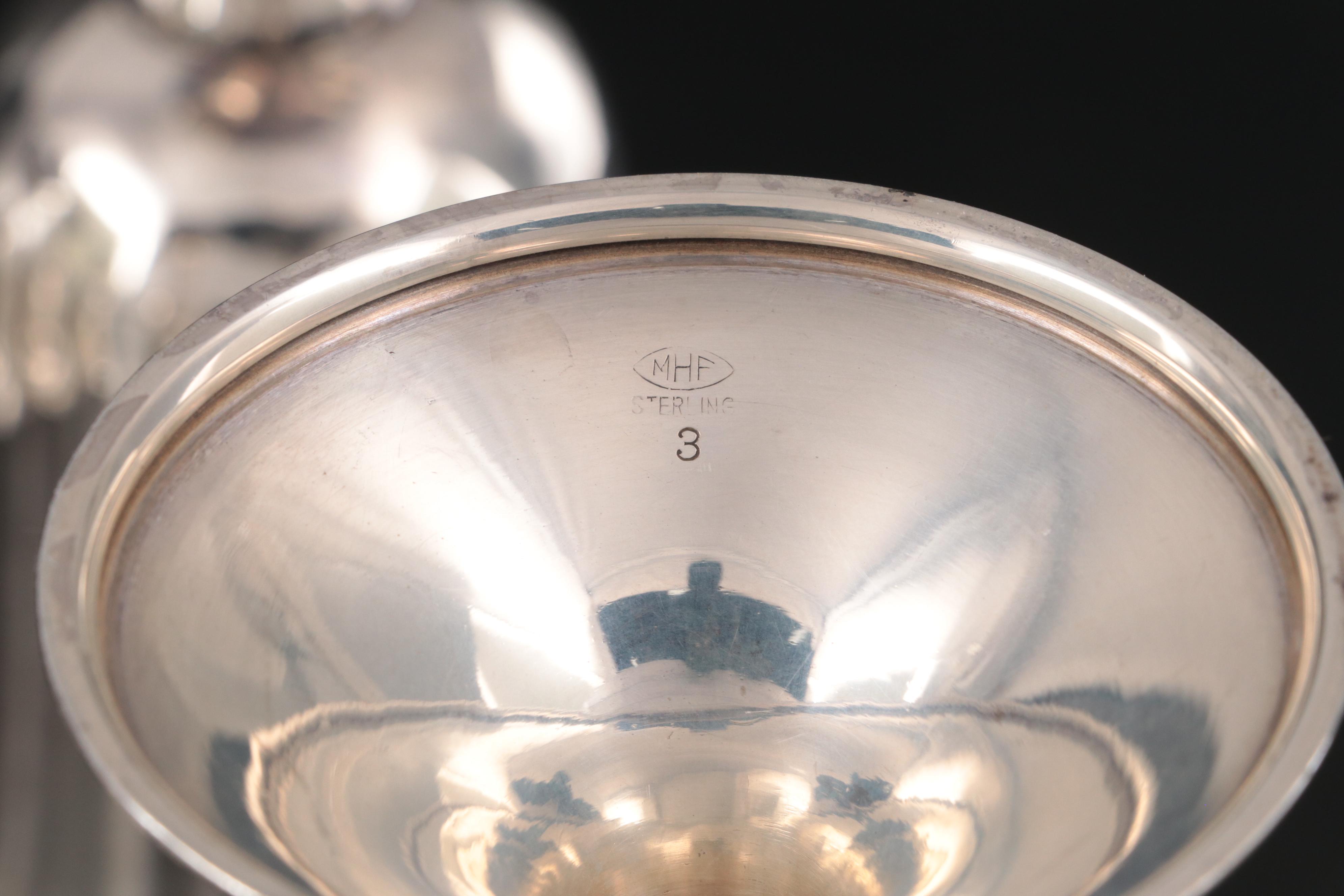 International "Lord Saybrook" Sterling Silver Goblets with Robert Ensko Tray