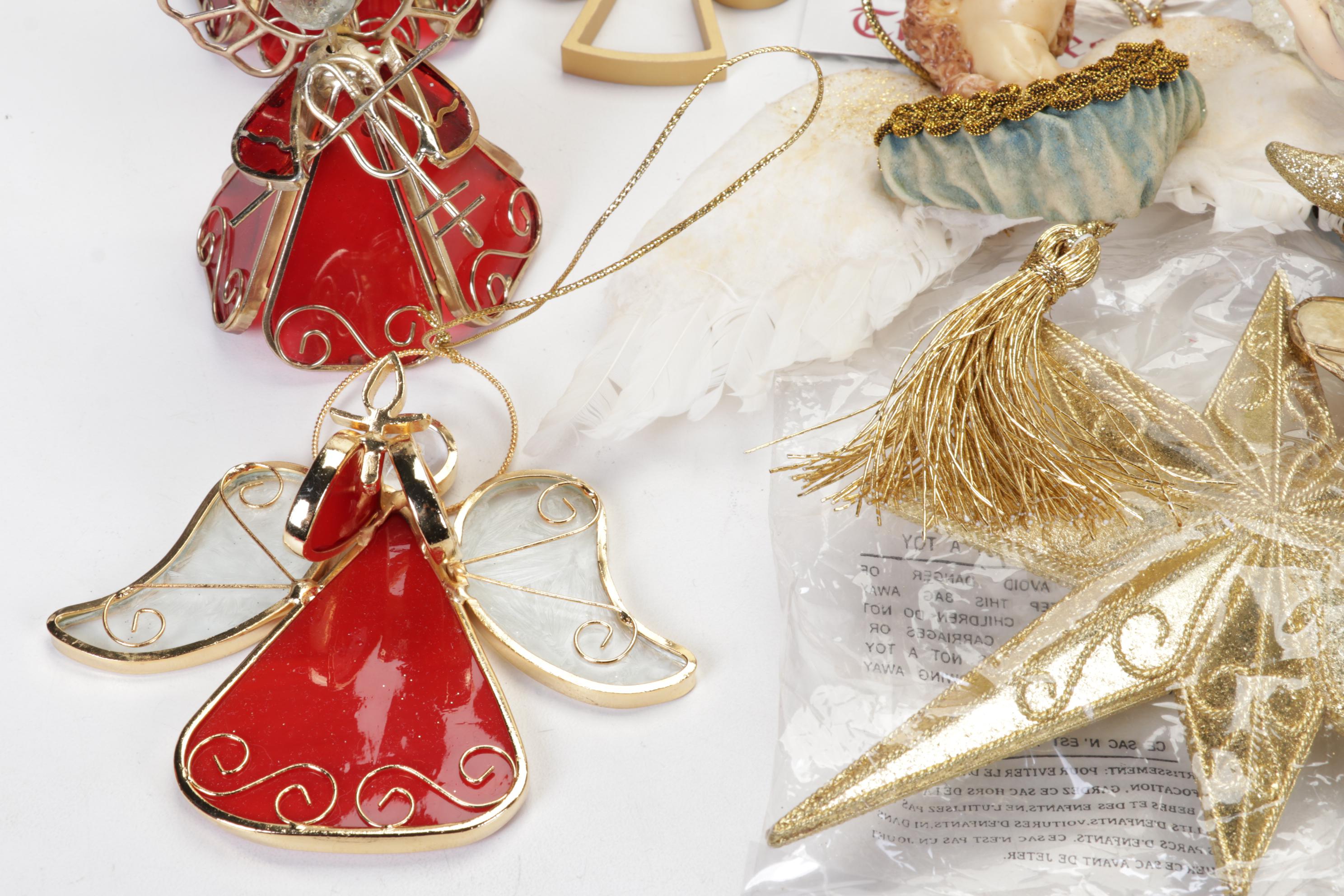 Gold Tone Angel Ornaments, Wall Hangings, Tree Toppers and More Decor