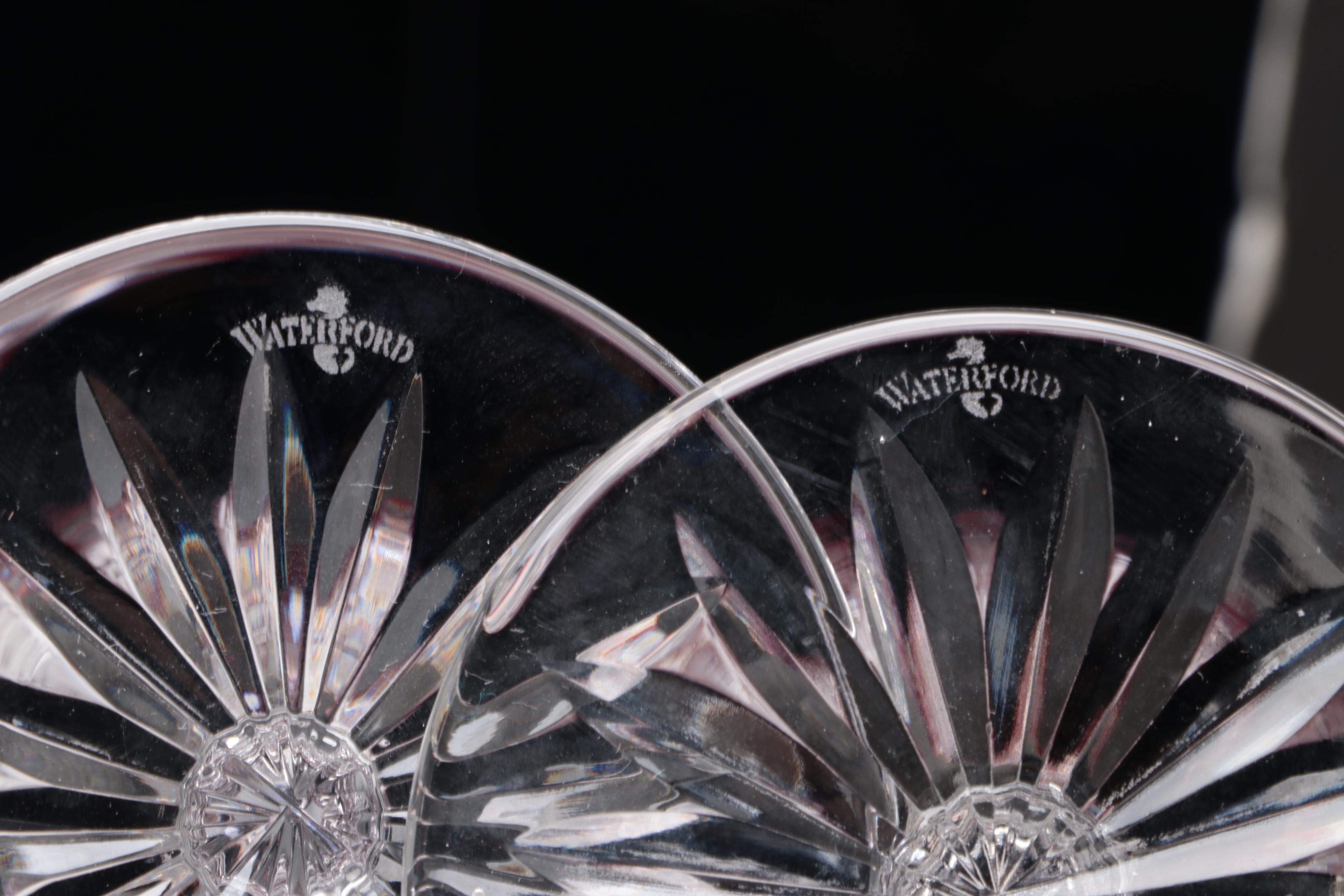 Waterford Crystal "Clarendon Ruby" Hock Wine and Martini Glasses