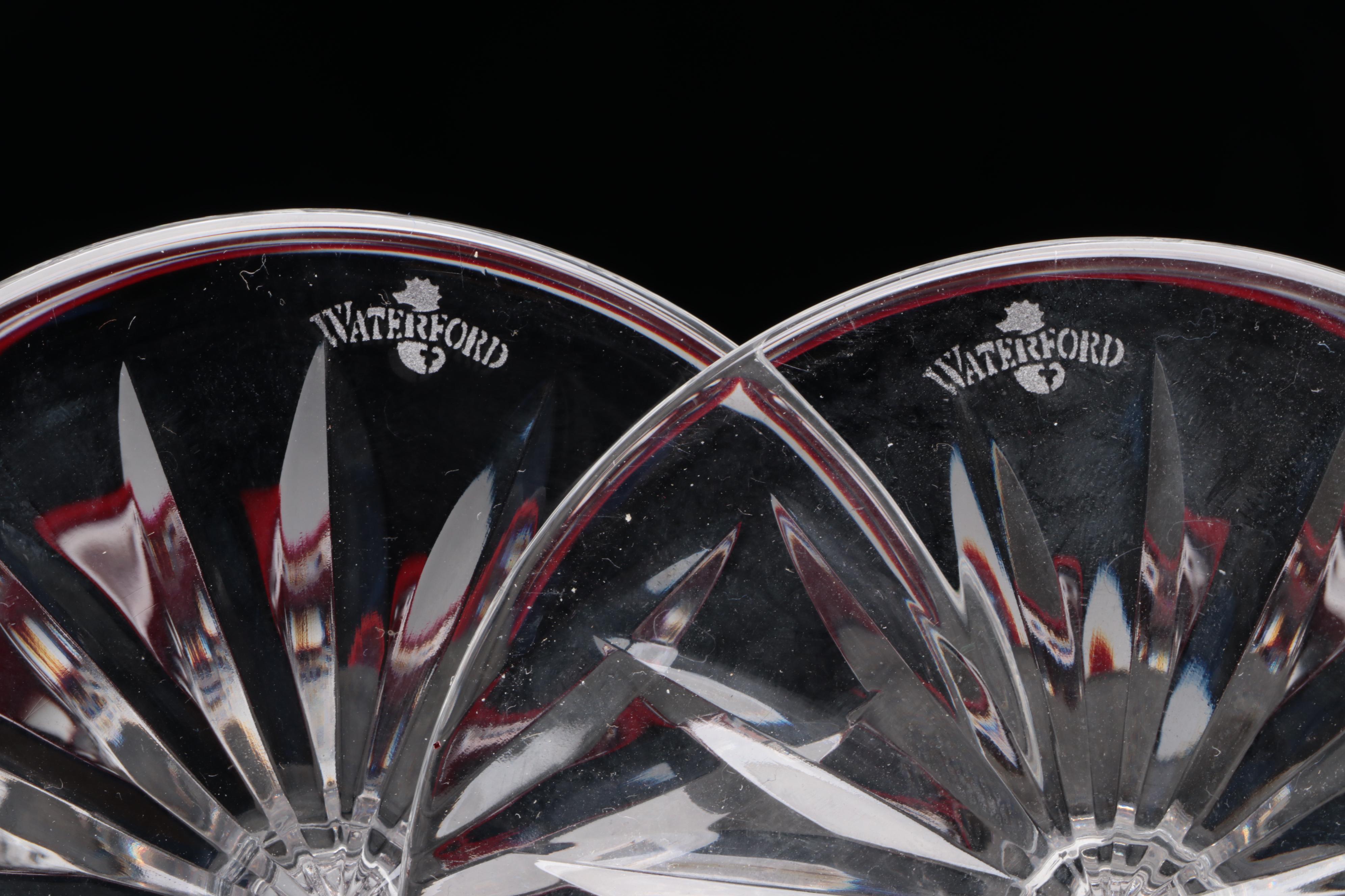 Waterford Crystal "Clarendon Ruby" Hock Wine and Martini Glasses