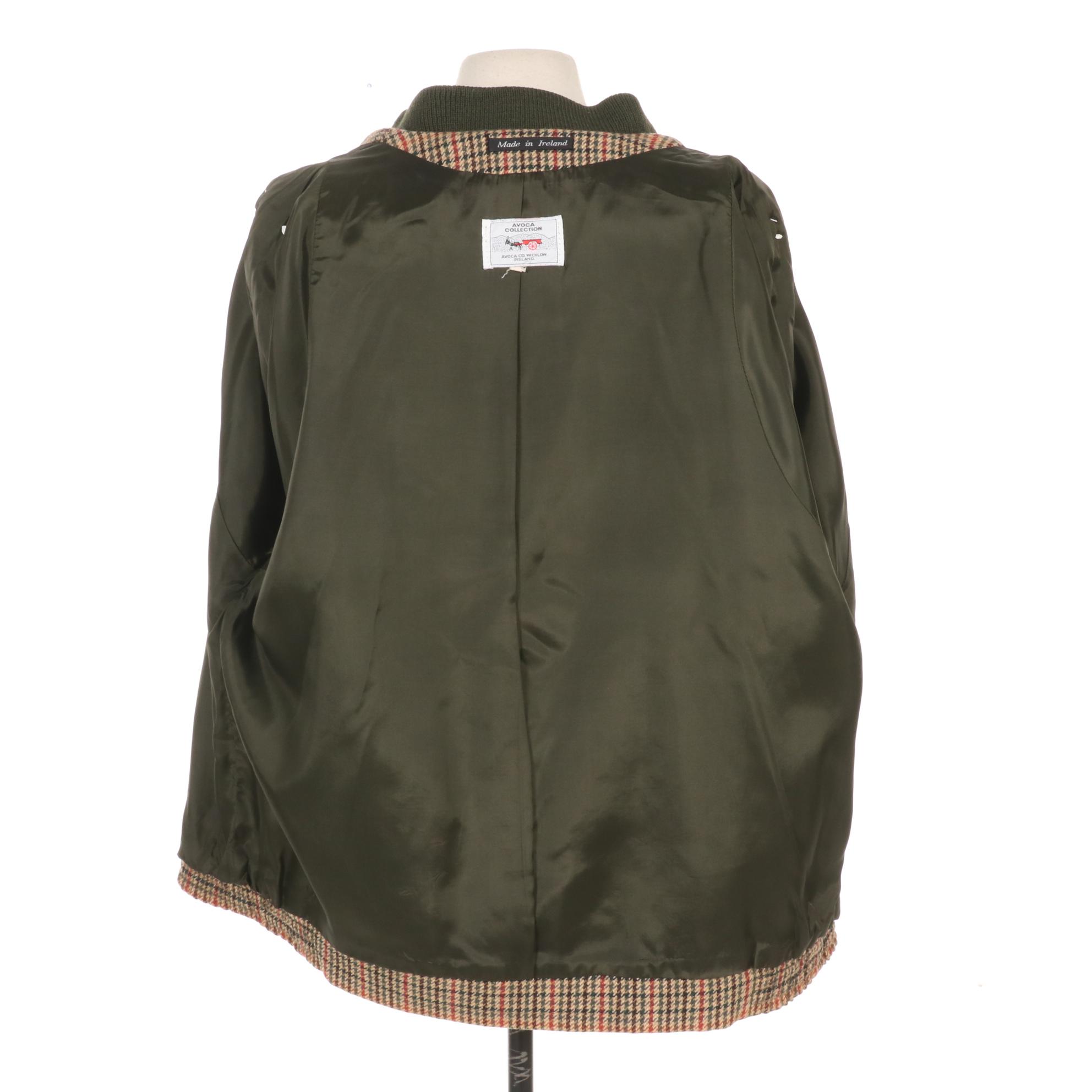 Avoca Collection IrishMade Houndstooth Woolen Jacket with Knit Accents