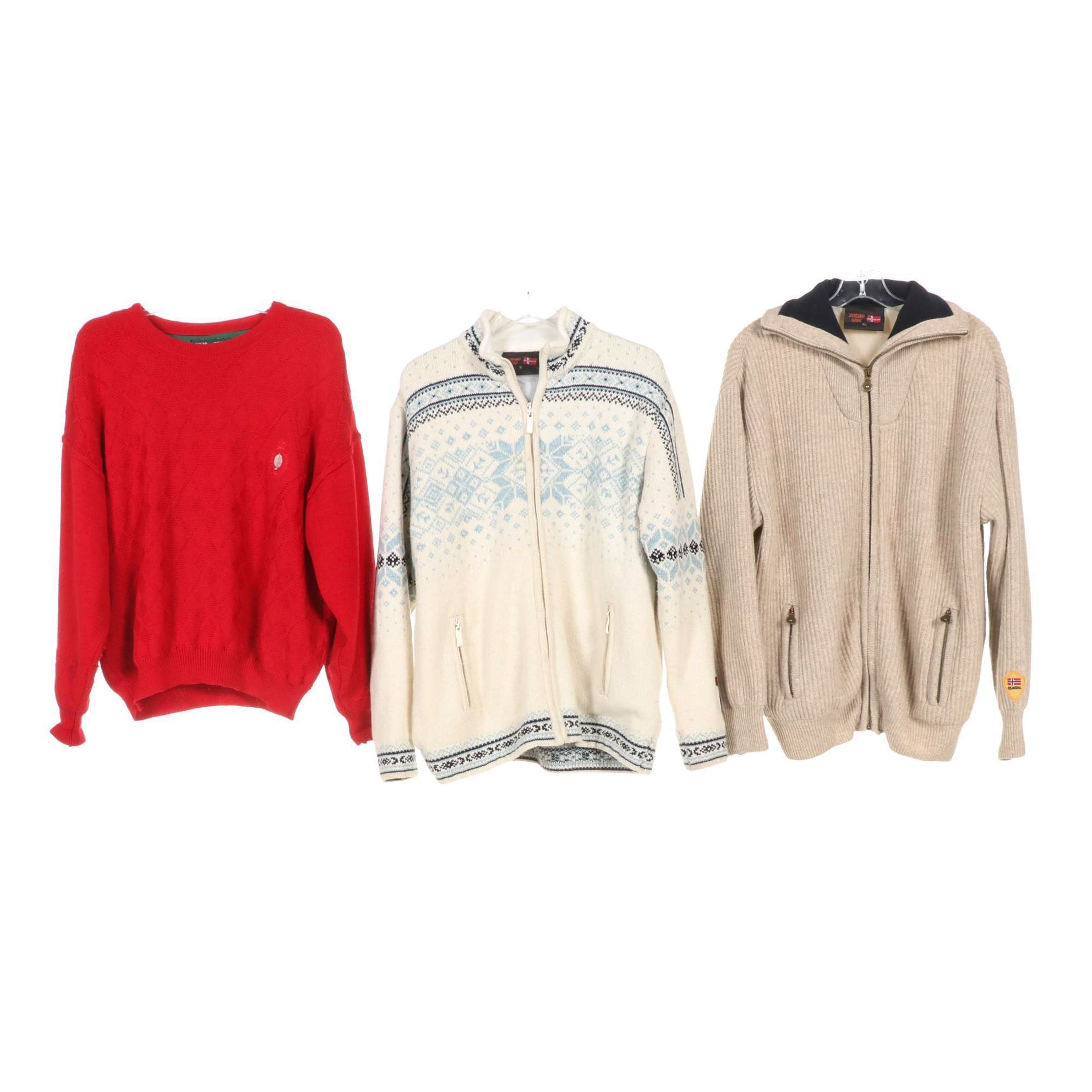 Wool Sweaters Featuring Oscar Jacobson Golf Sweater with Gore Windstopper Lining