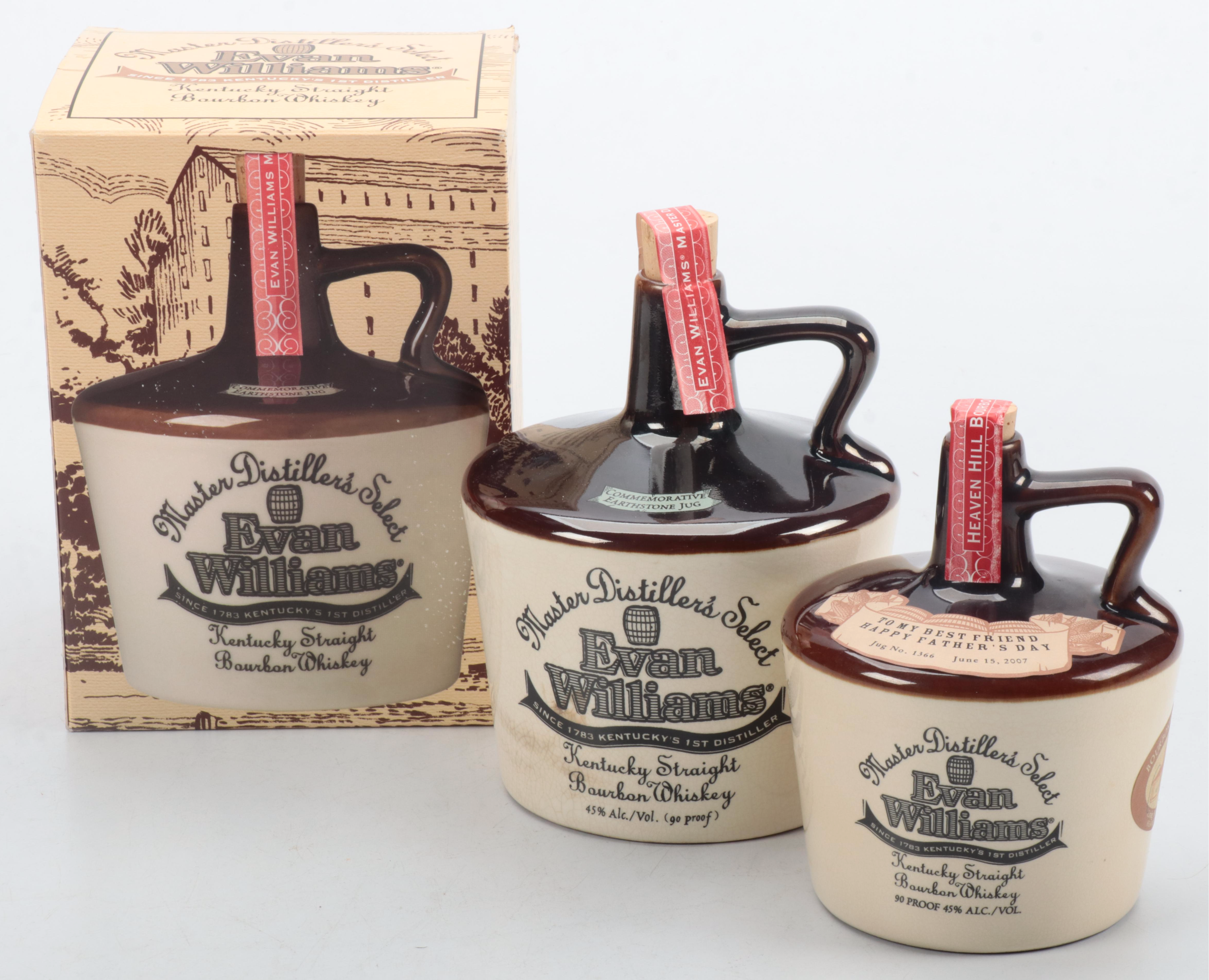 Evan Williams Two Tone Jug Decanter and Tasting Glasses