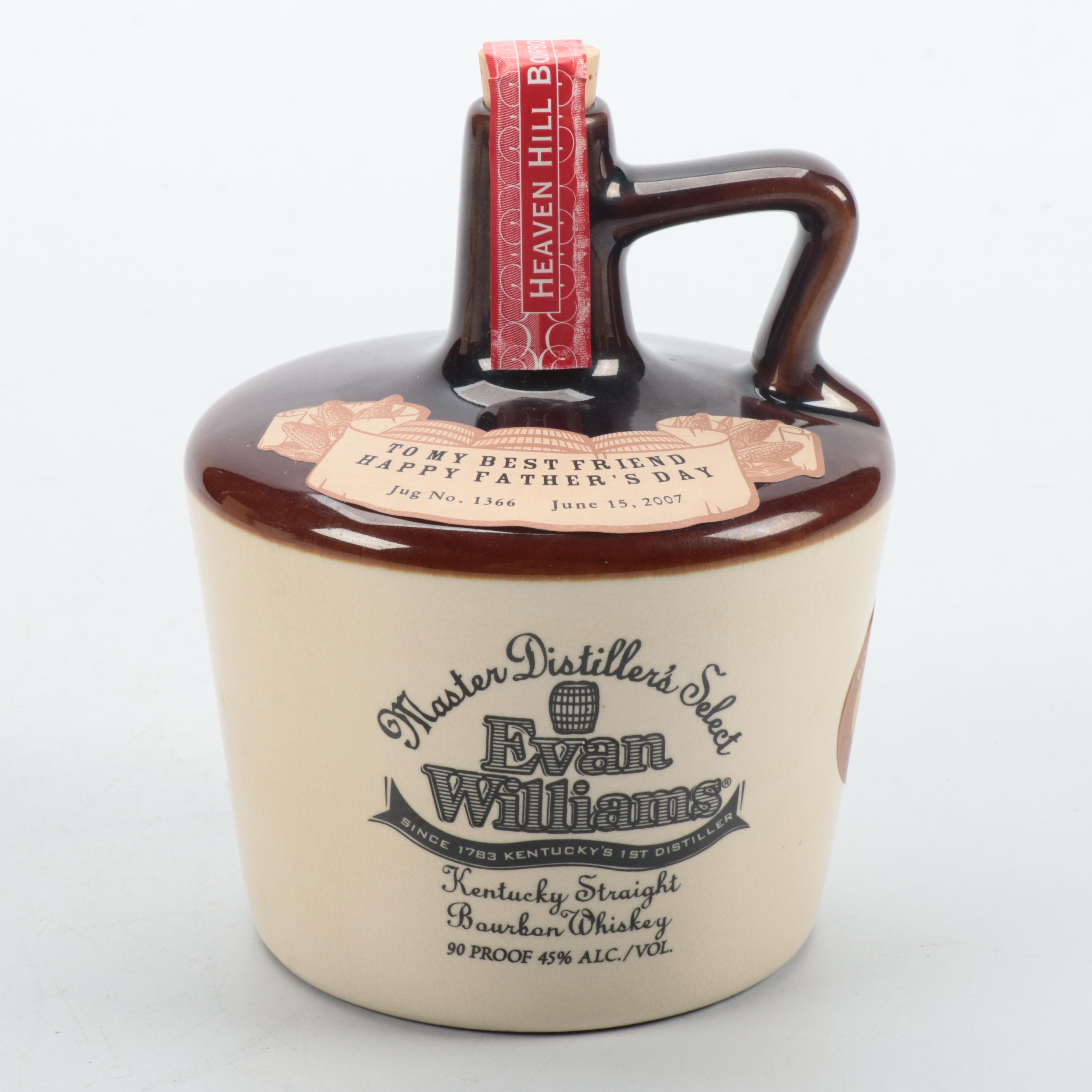 Evan Williams Two Tone Jug Decanter and Tasting Glasses