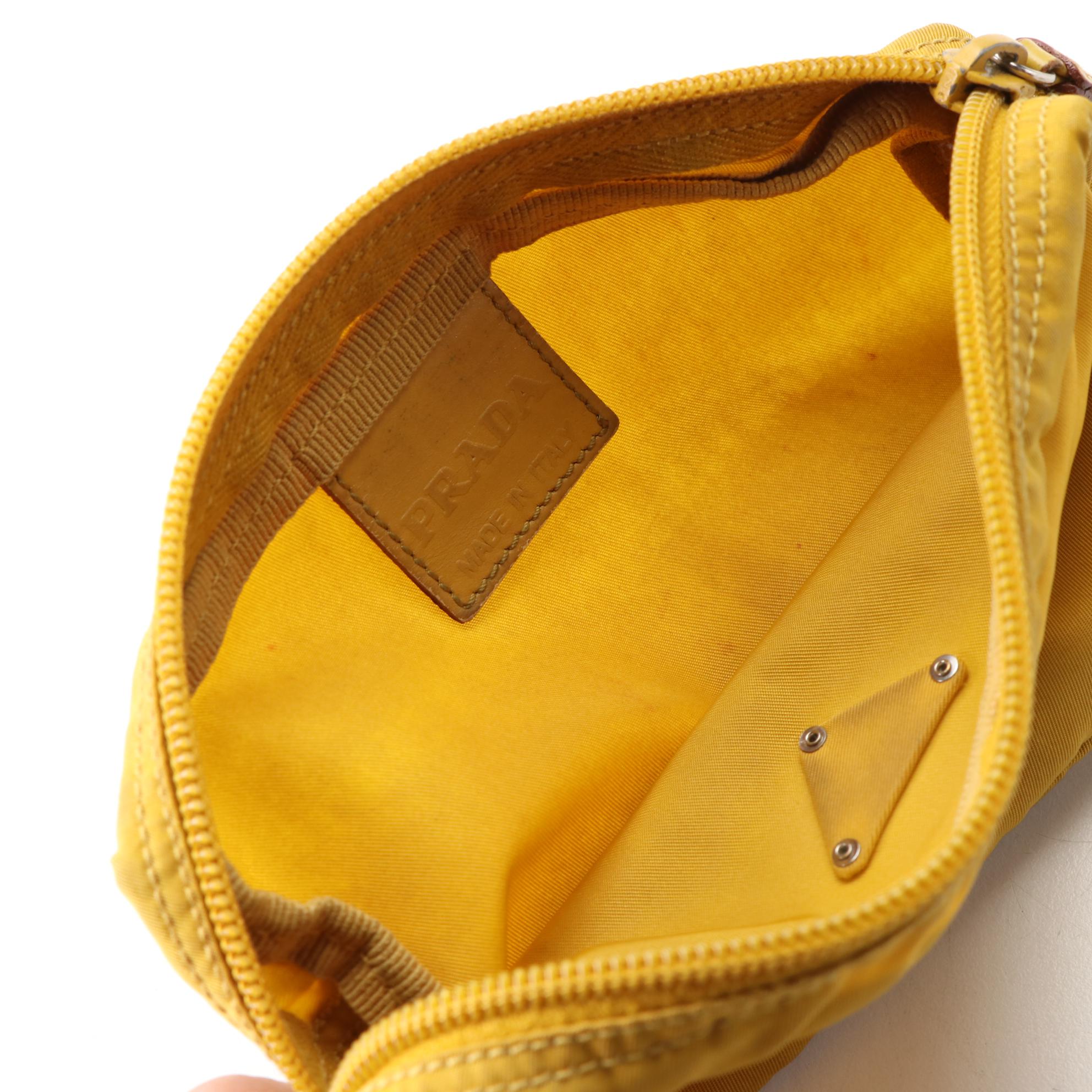 Prada Zip Pouch in Mustard Tessuto Nylon