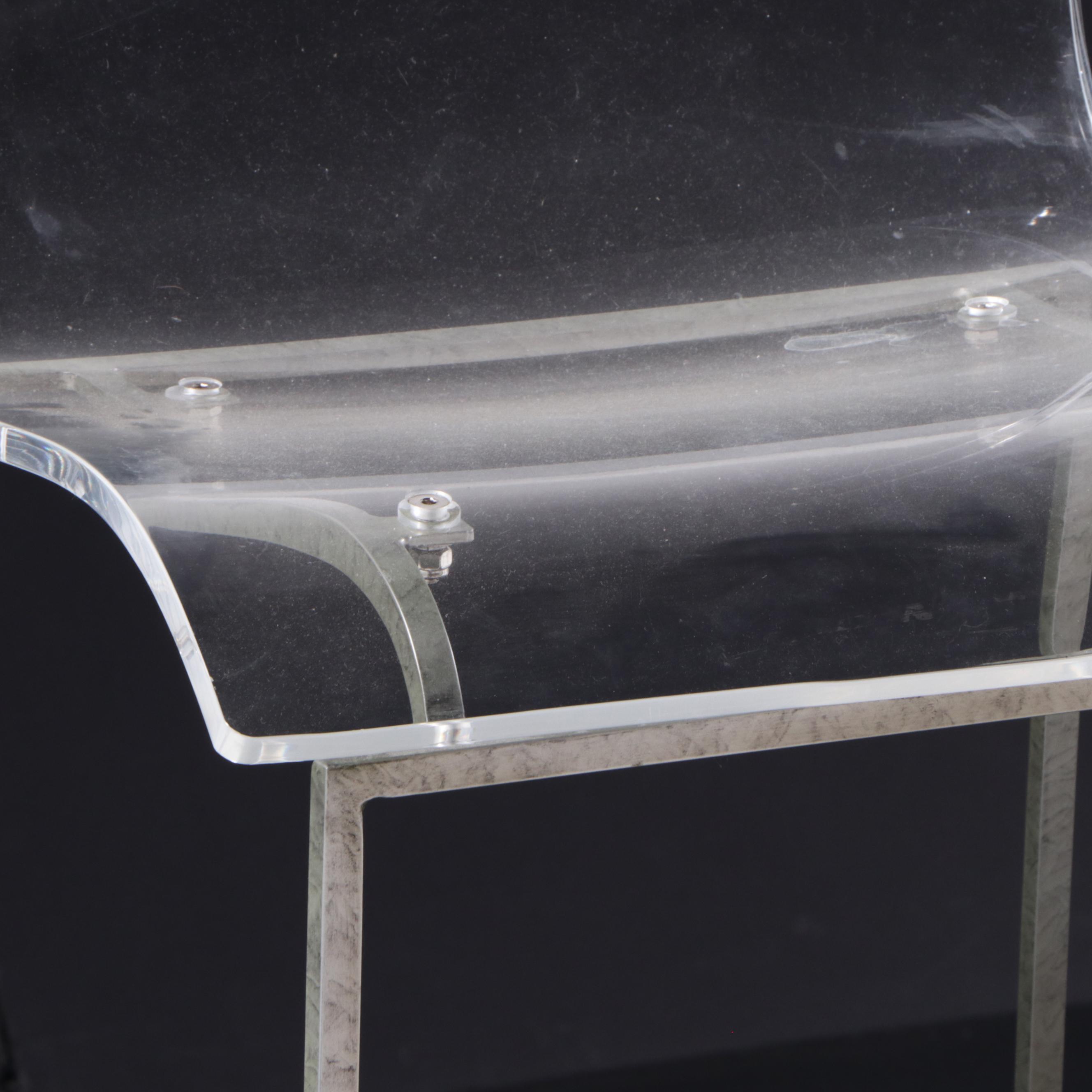 Three Modernist Style Acrylic and Metal Bar Stools