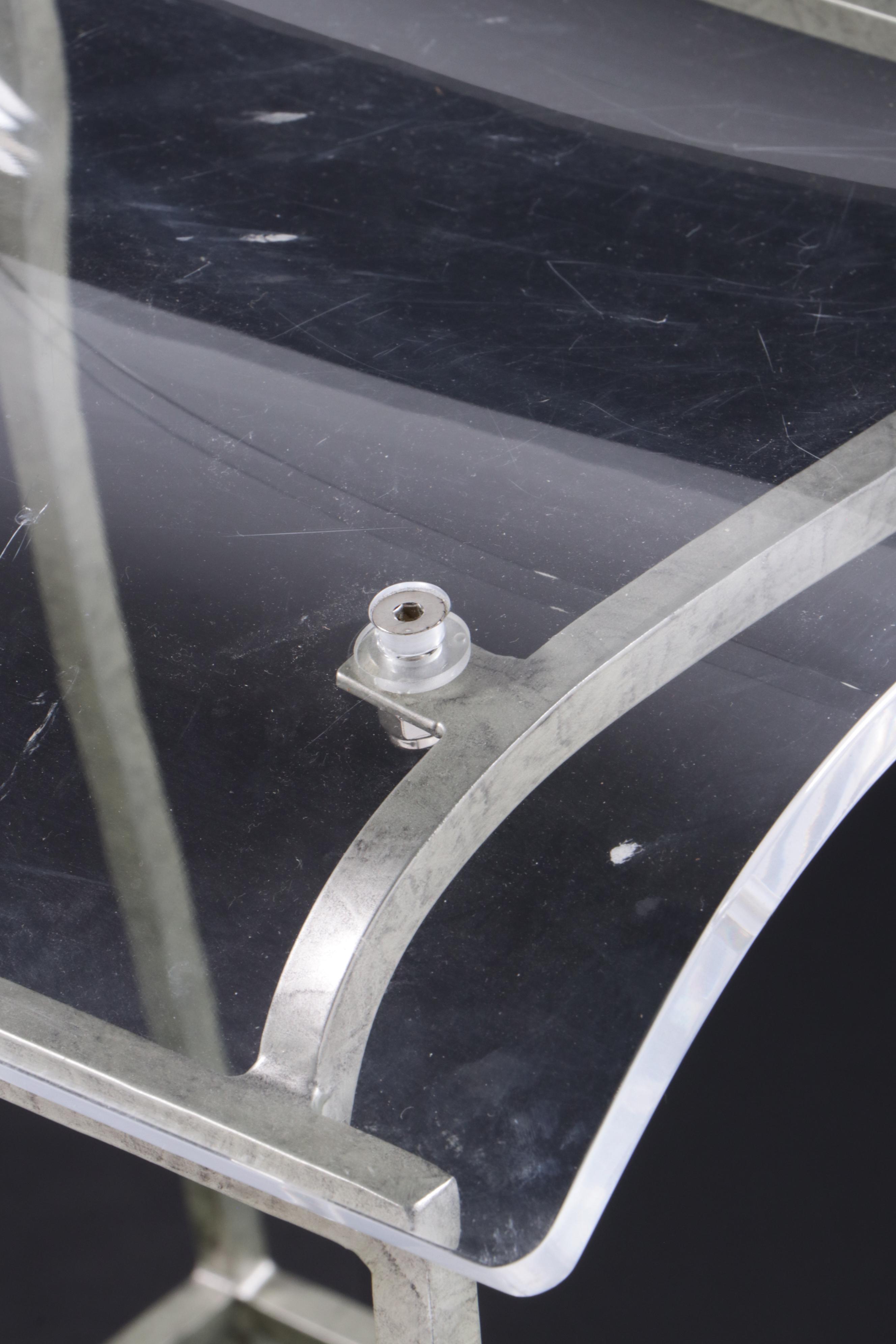 Three Modernist Style Acrylic and Metal Bar Stools