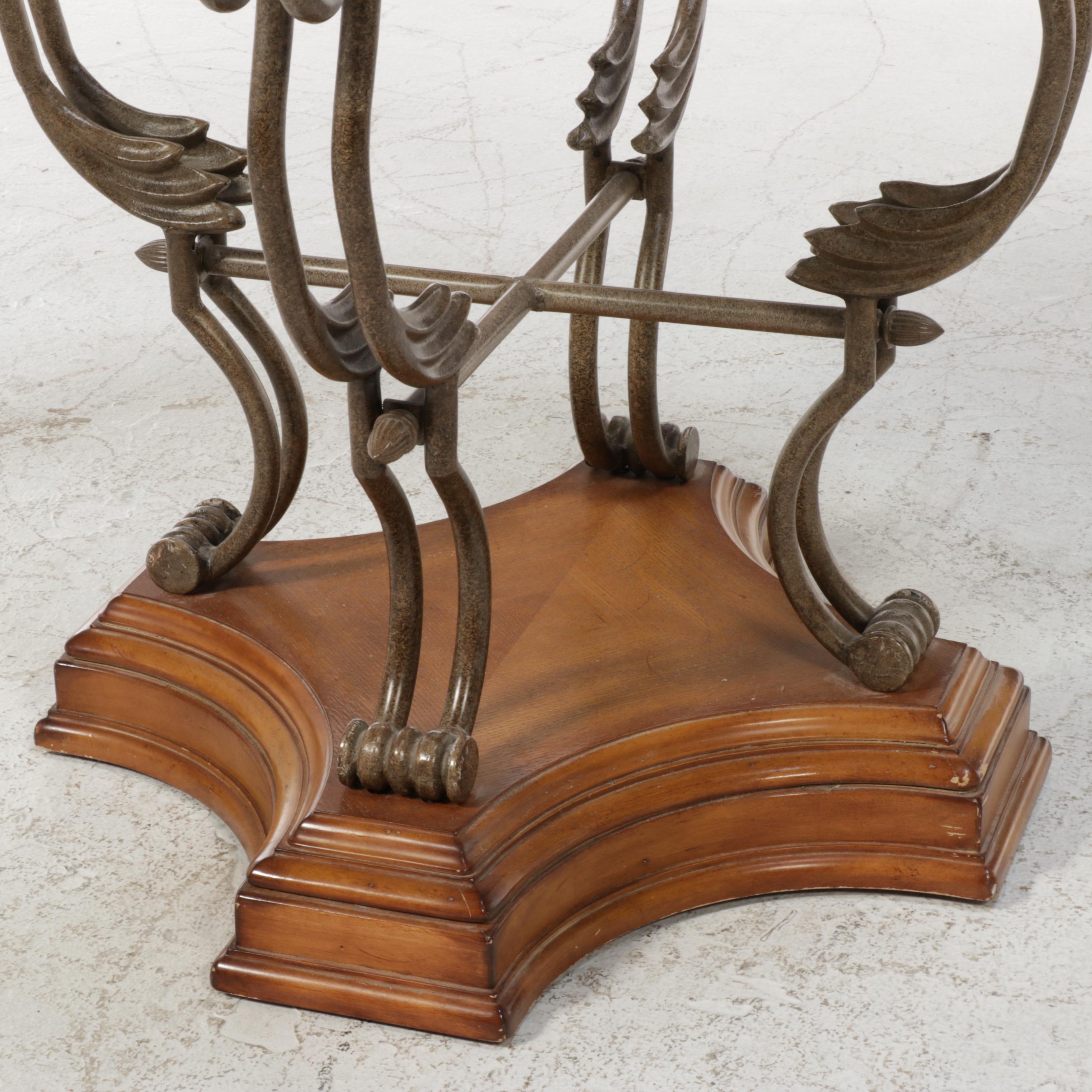 Ashley Furniture Metal and Wood Glass Top Dining Table with Chairs