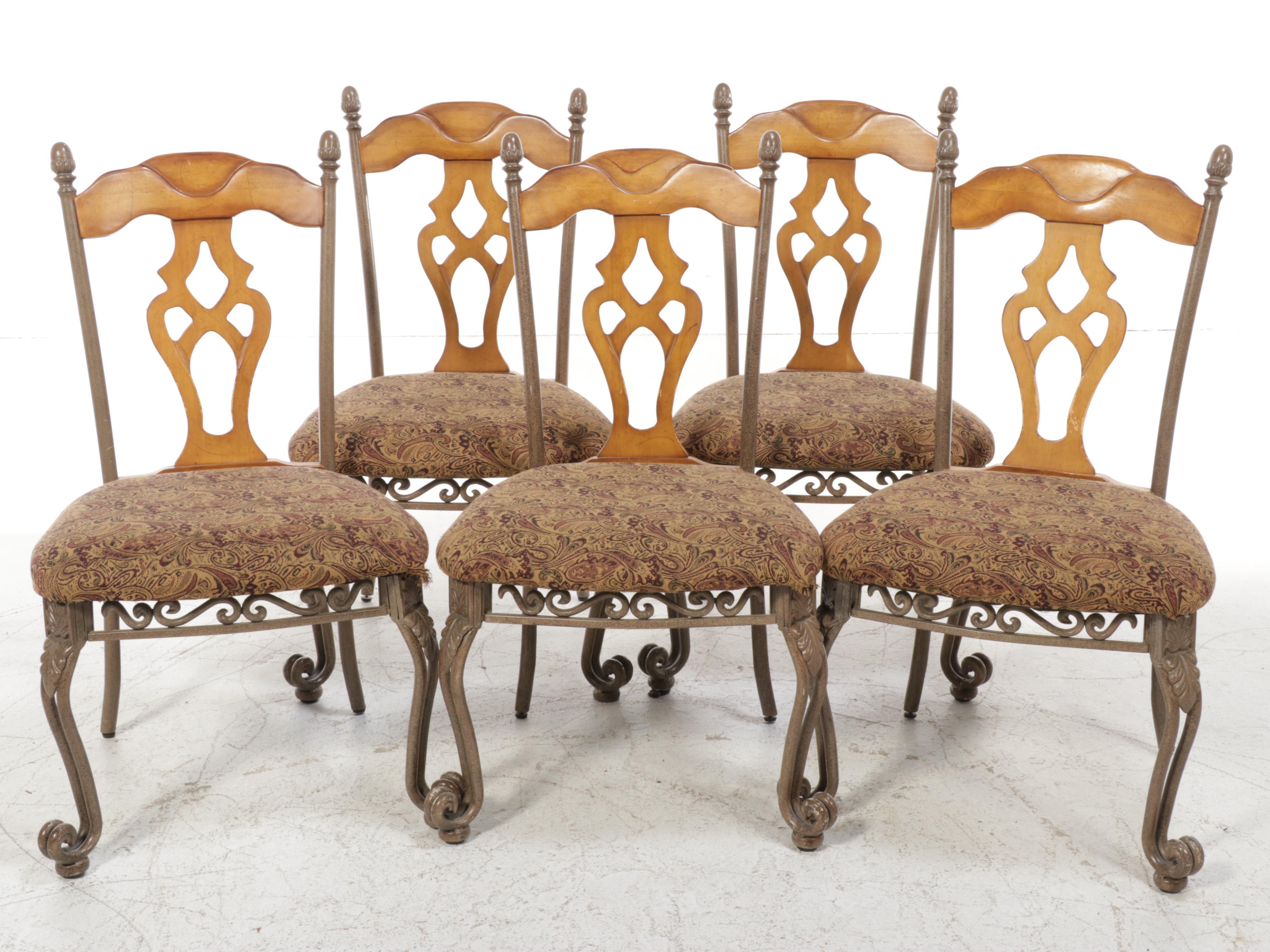 Ashley Furniture Metal and Wood Glass Top Dining Table with Chairs