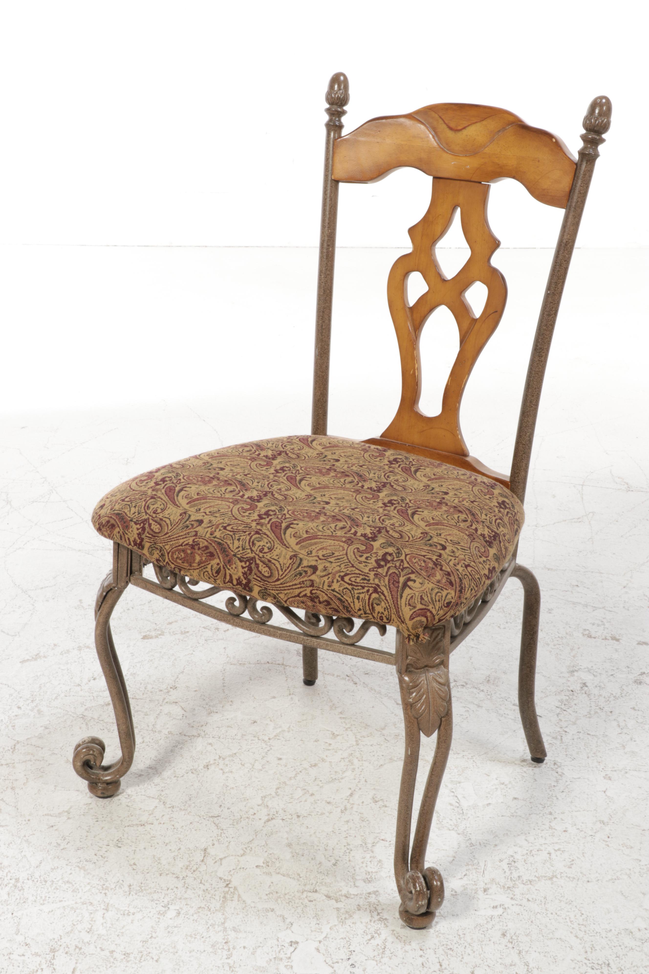 Ashley Furniture Metal and Wood Glass Top Dining Table with Chairs