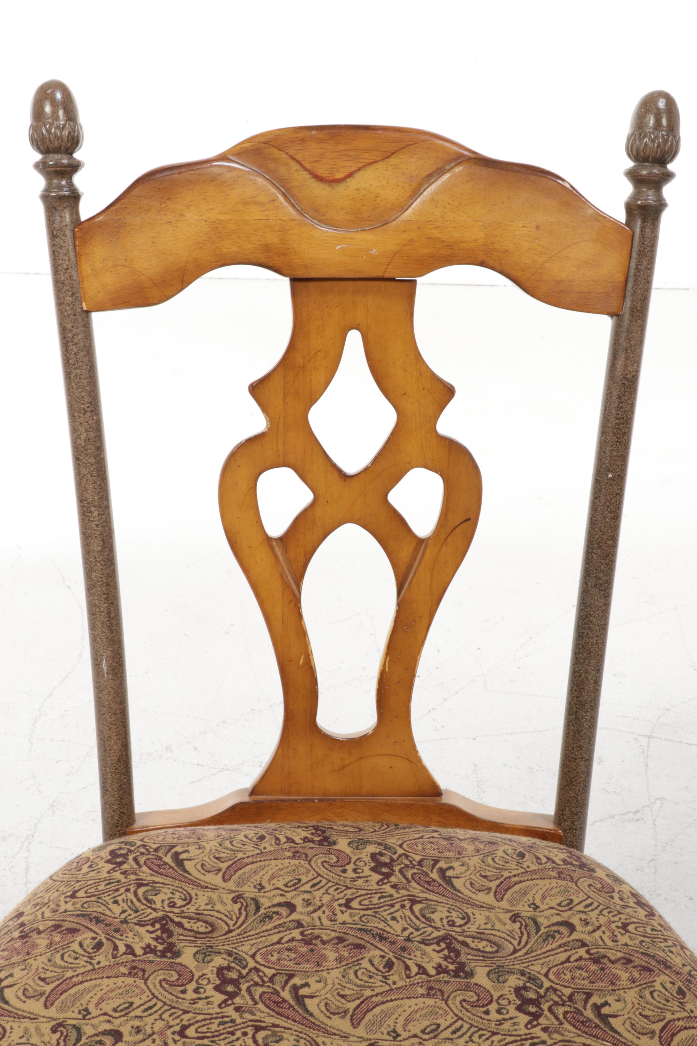 Ashley Furniture Metal and Wood Glass Top Dining Table with Chairs