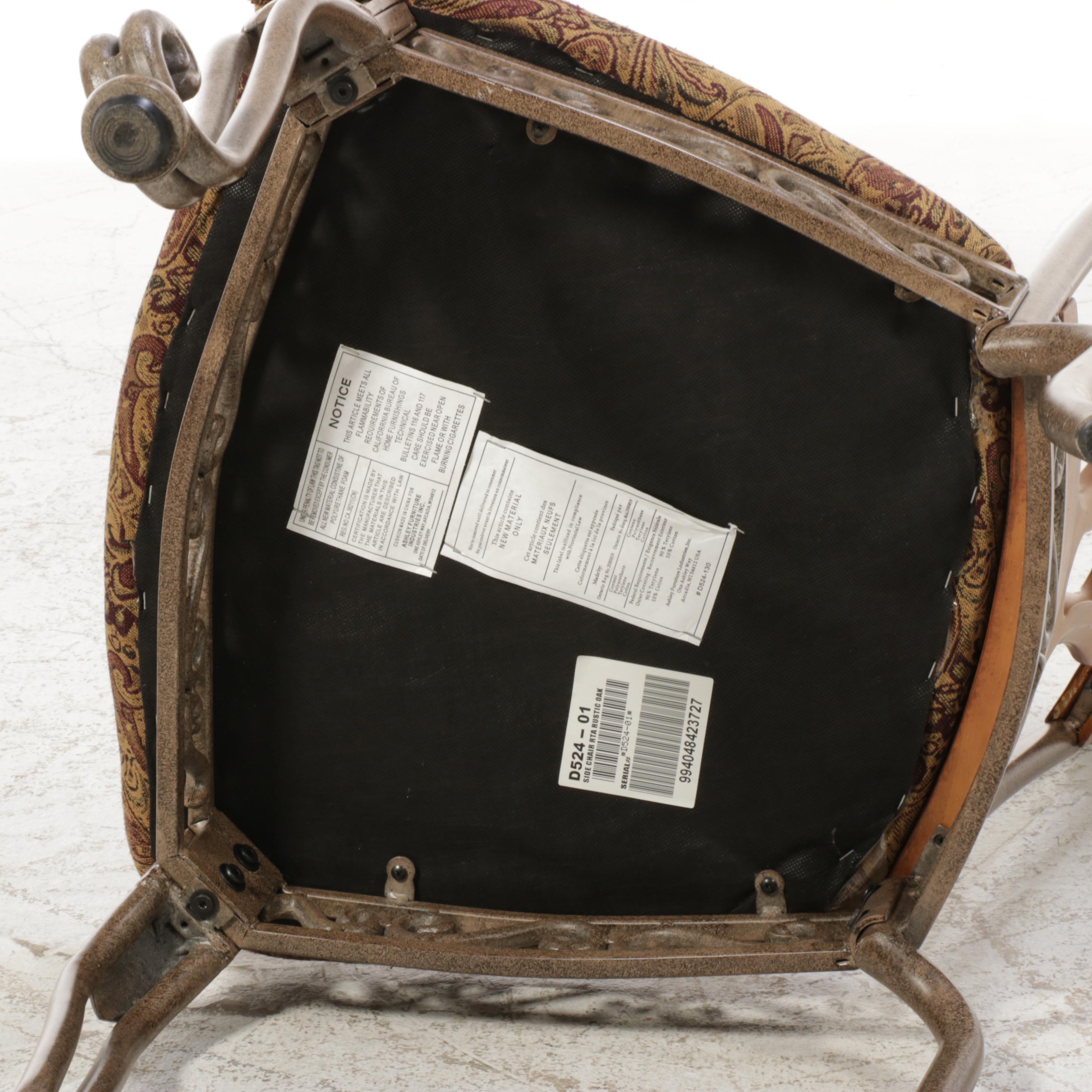 Ashley Furniture Metal and Wood Glass Top Dining Table with Chairs