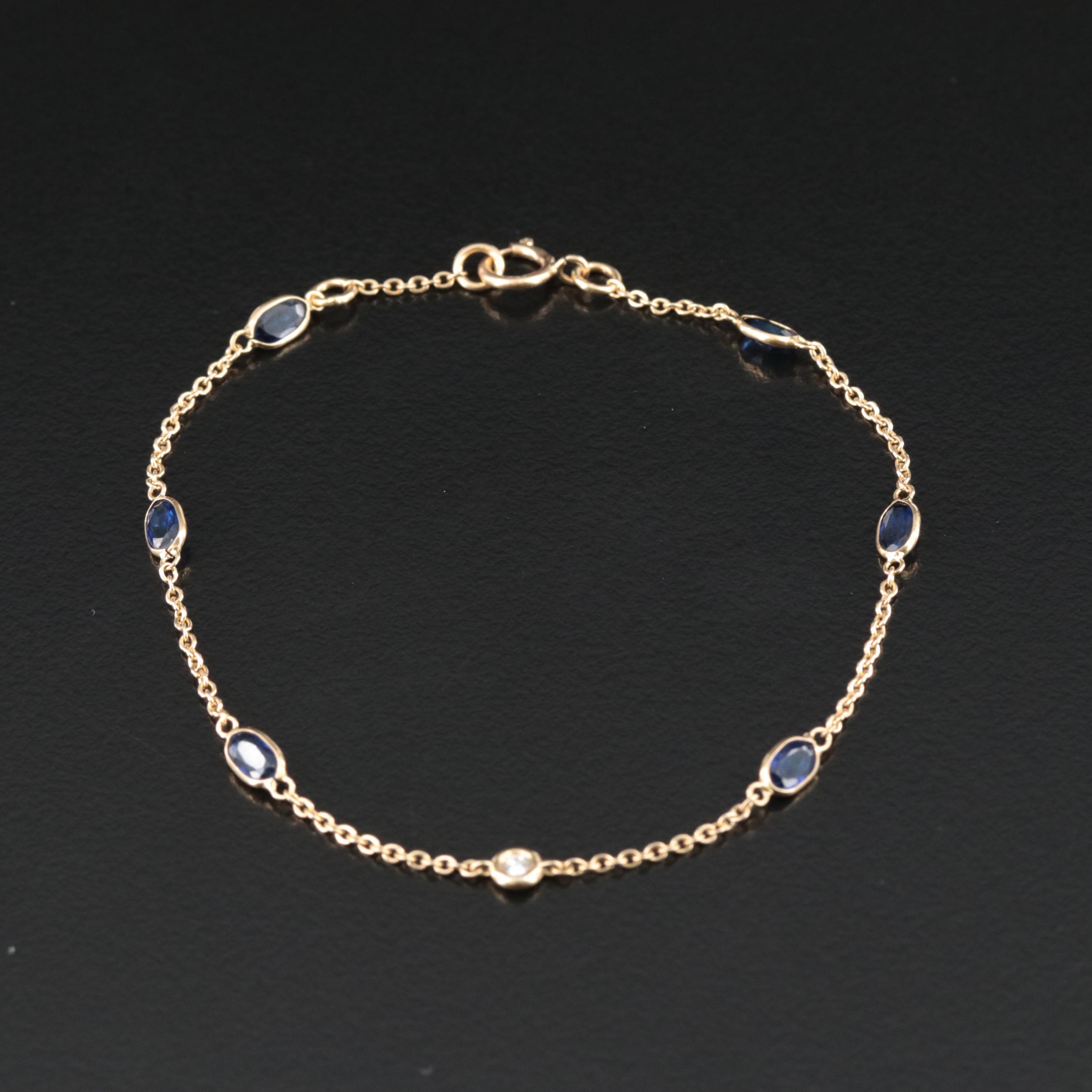 18K Sapphire and Diamond Station Bracelet