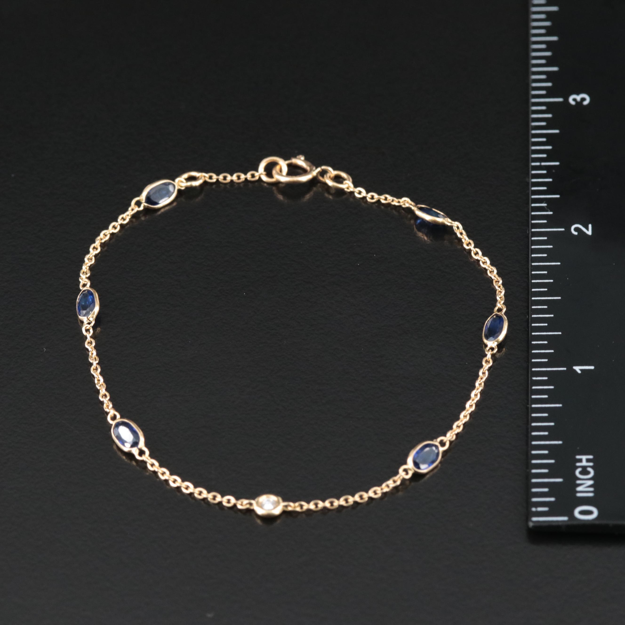18K Sapphire and Diamond Station Bracelet