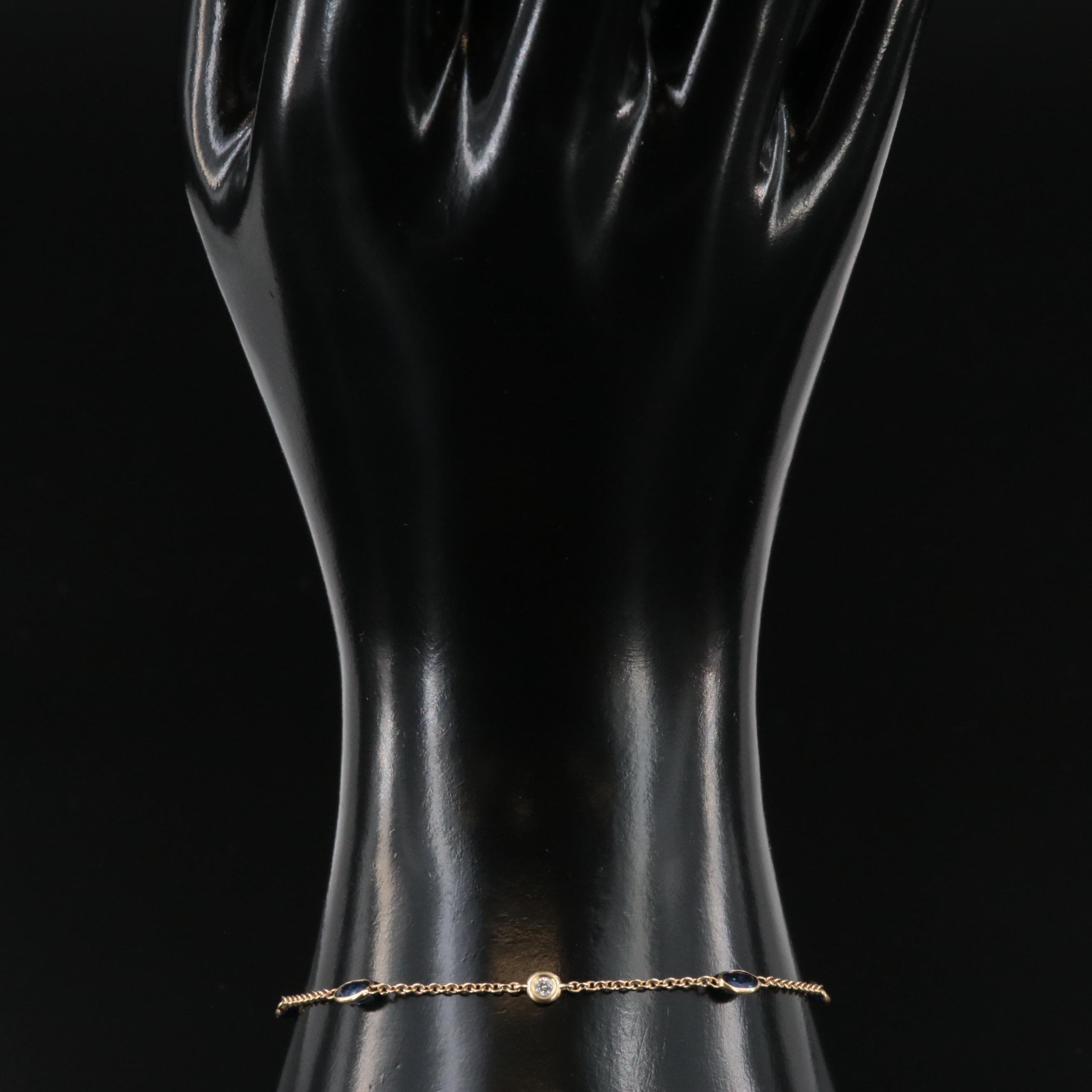 18K Sapphire and Diamond Station Bracelet