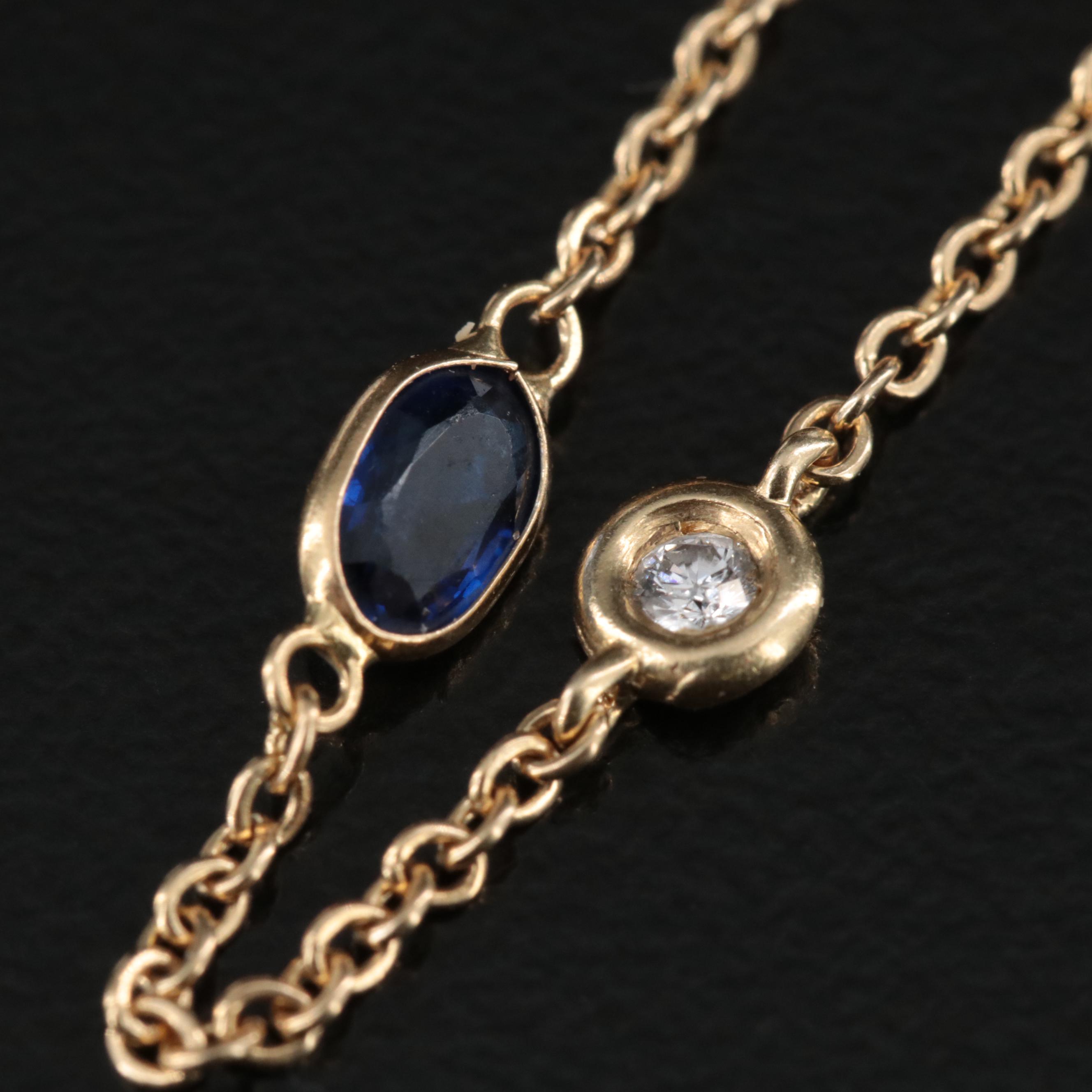18K Sapphire and Diamond Station Bracelet