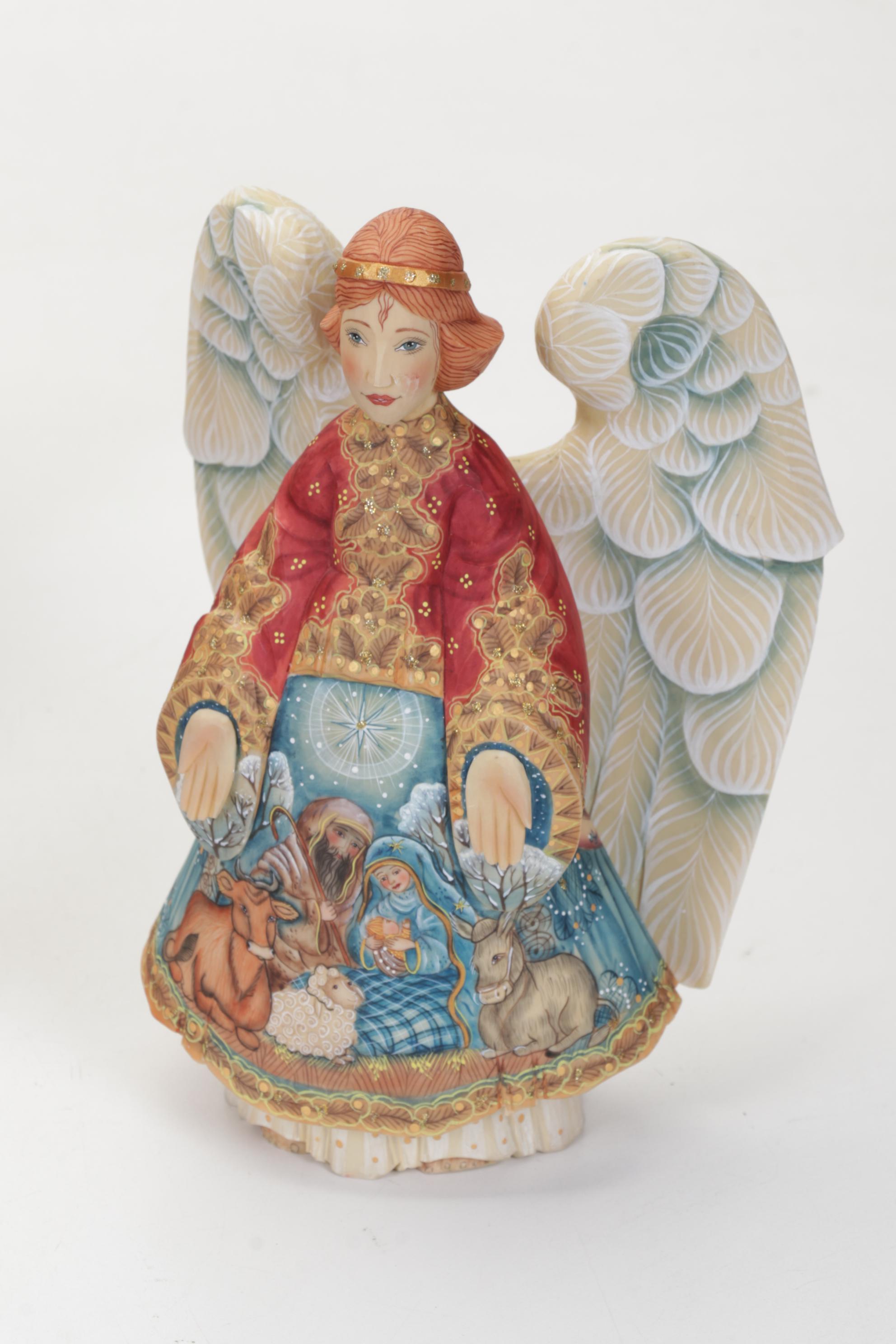 G. DeBrekht Russia Limited Edition Hand Carved Angels and Russia Nativity