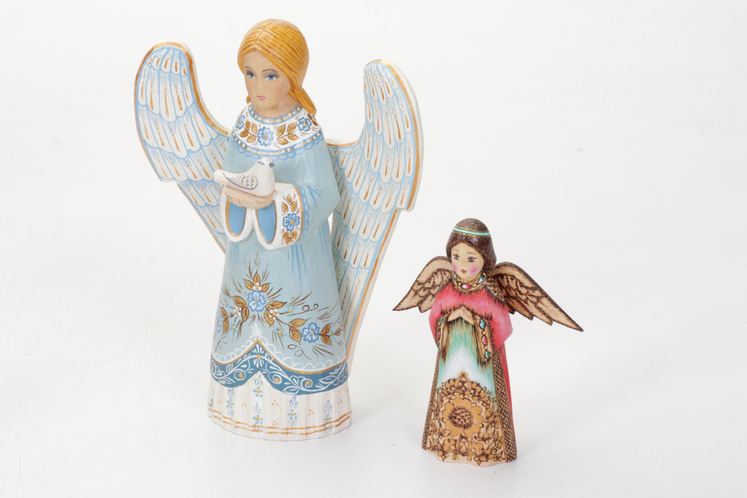 G. DeBrekht Russia Limited Edition Hand Carved Angels and Russia Nativity