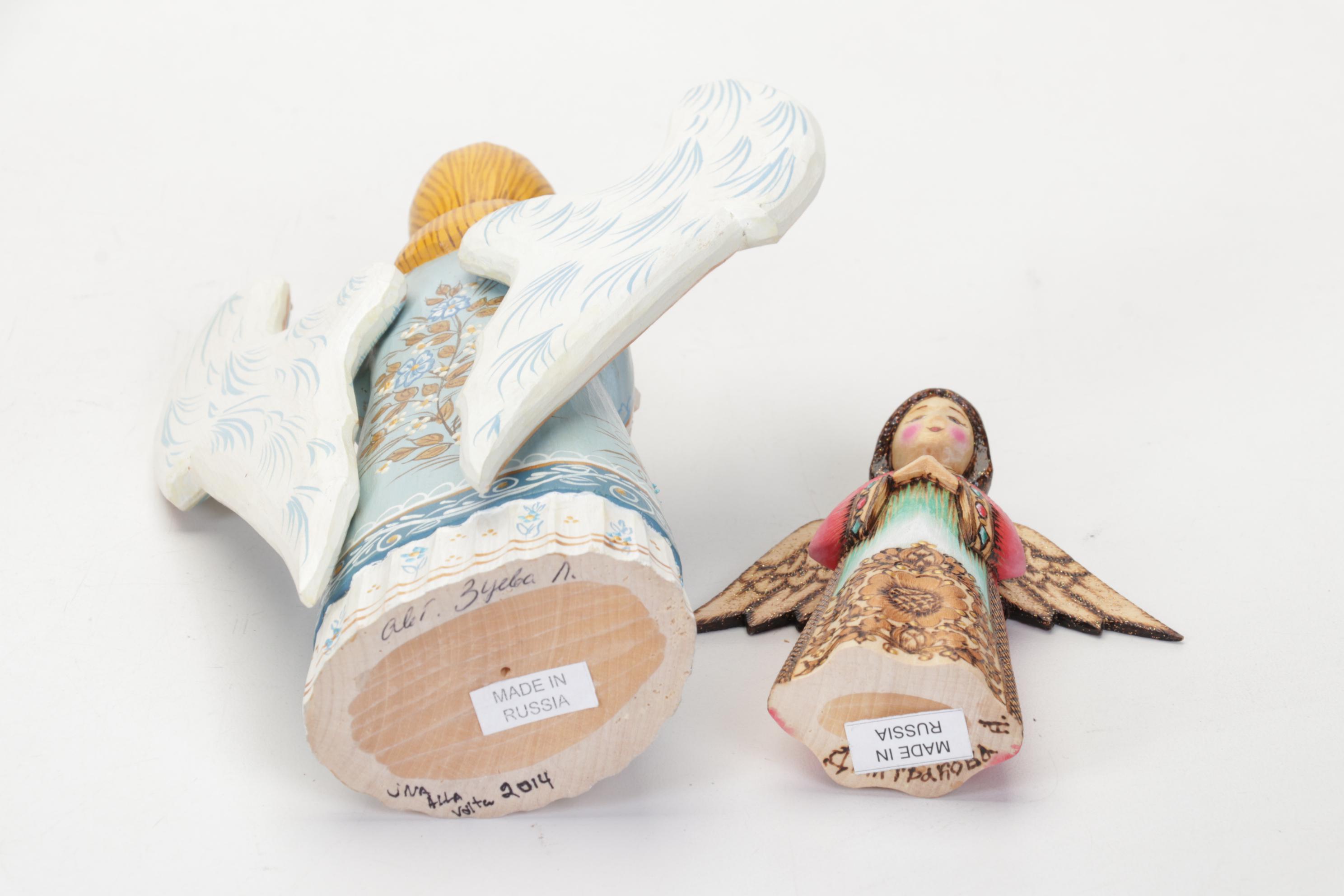 G. DeBrekht Russia Limited Edition Hand Carved Angels and Russia Nativity