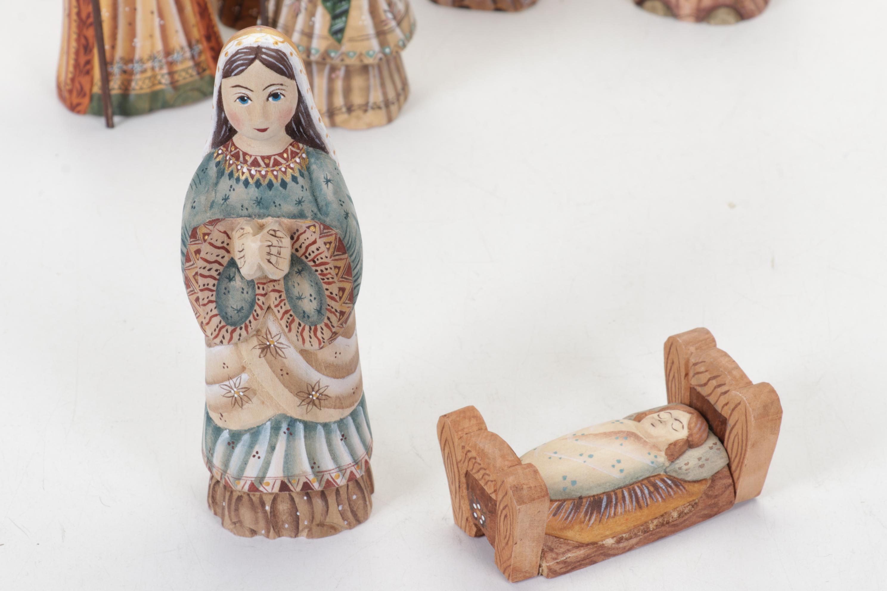 G. DeBrekht Russia Limited Edition Hand Carved Angels and Russia Nativity