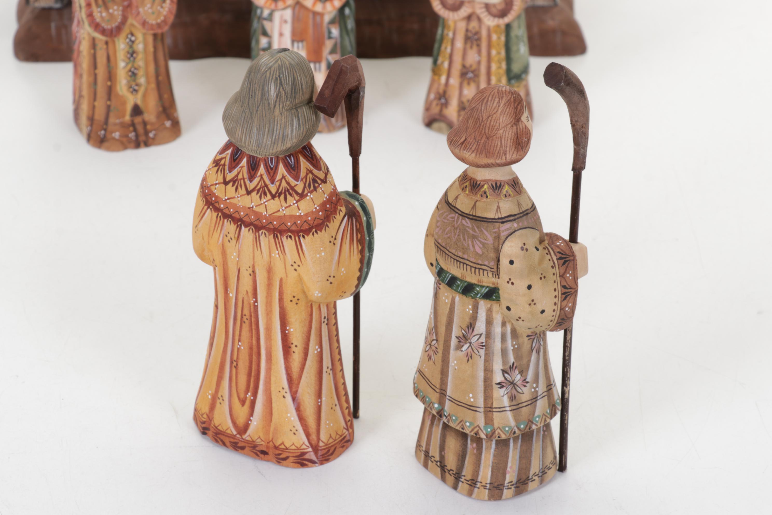 G. DeBrekht Russia Limited Edition Hand Carved Angels and Russia Nativity