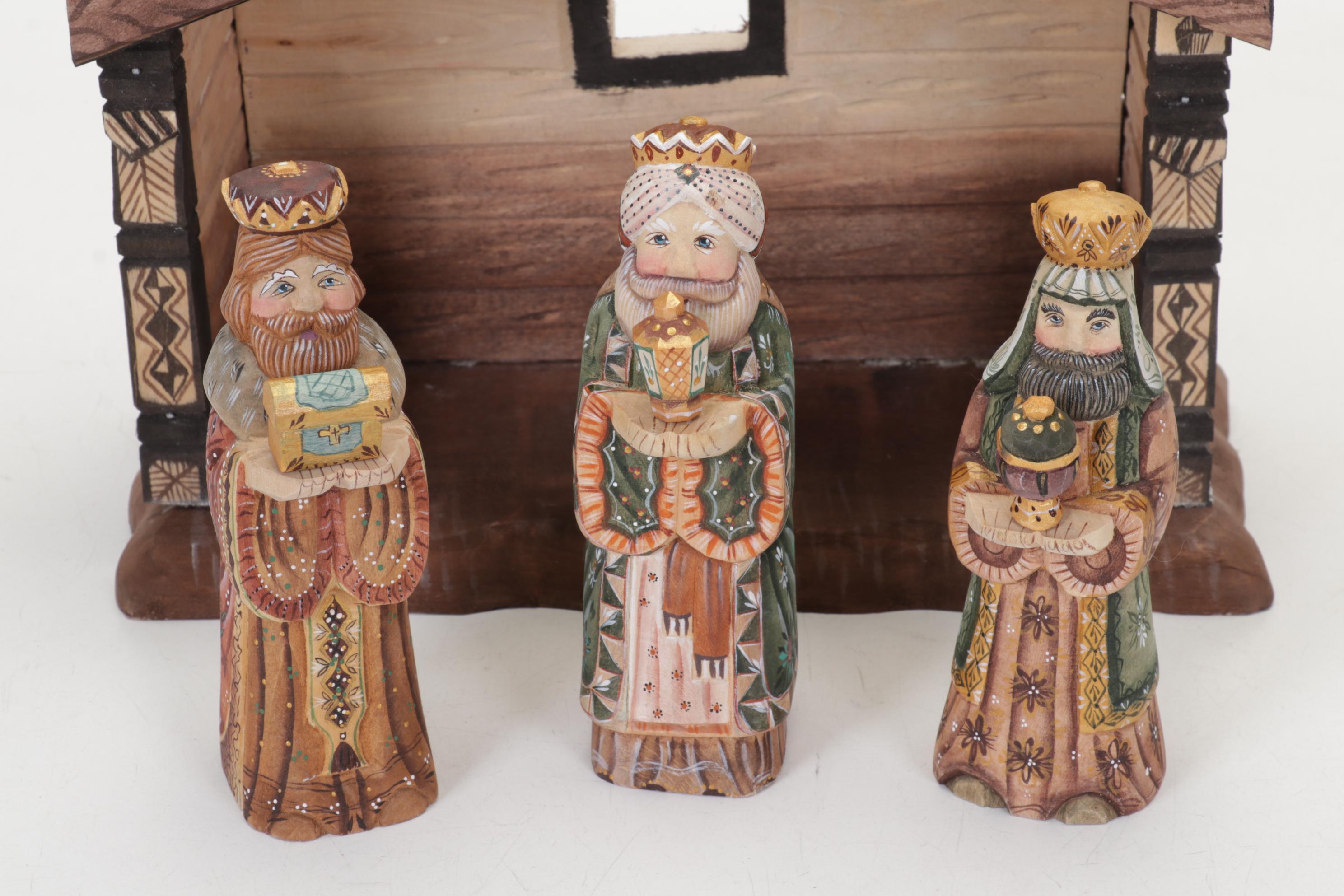 G. DeBrekht Russia Limited Edition Hand Carved Angels and Russia Nativity
